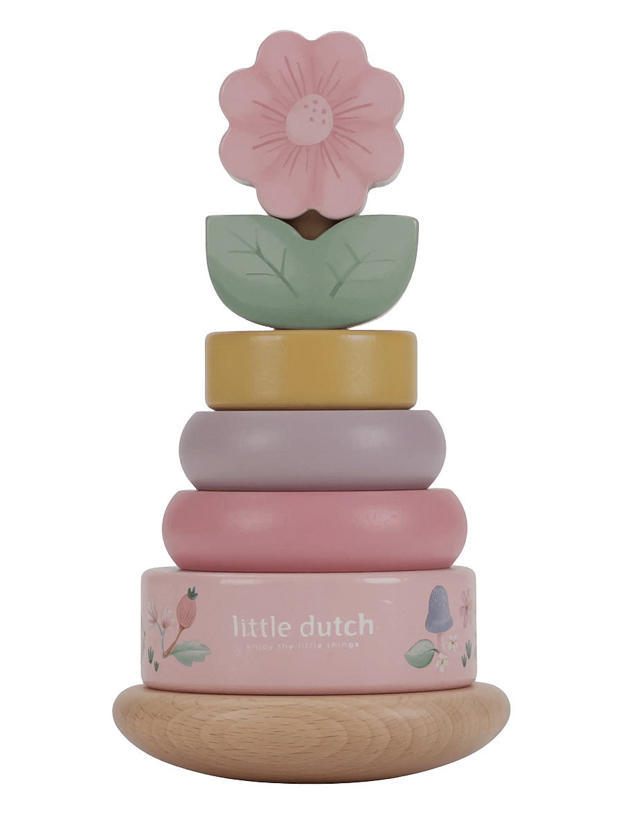 Little Dutch - Little Dutch Rocking Ring Stacker wood Fairy Garden FSC - stapelbara klossar - pink - 0