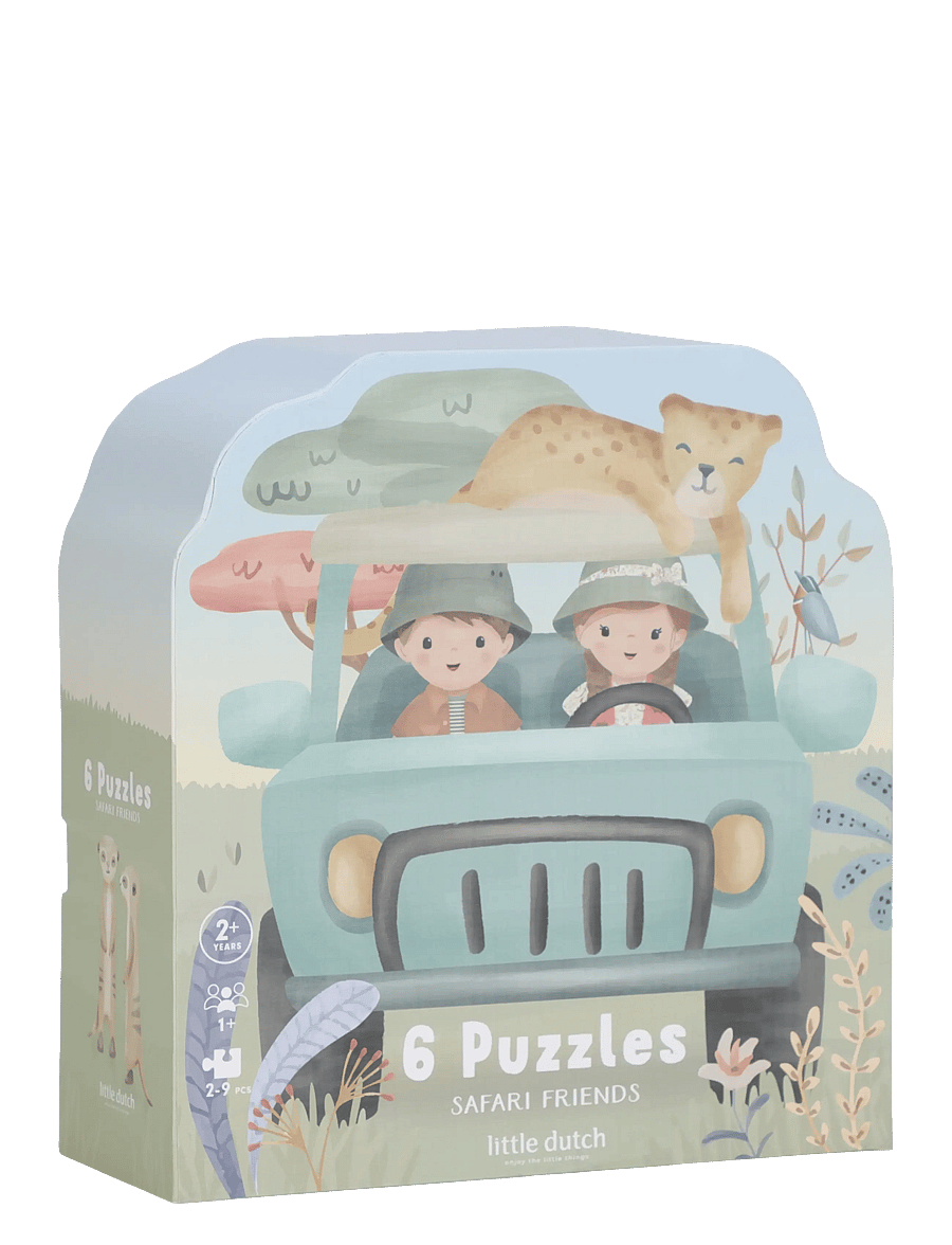 Little Dutch - Little Dutch - 6 Puzzles - Safari Friends - klassiske puslespil - green - 1