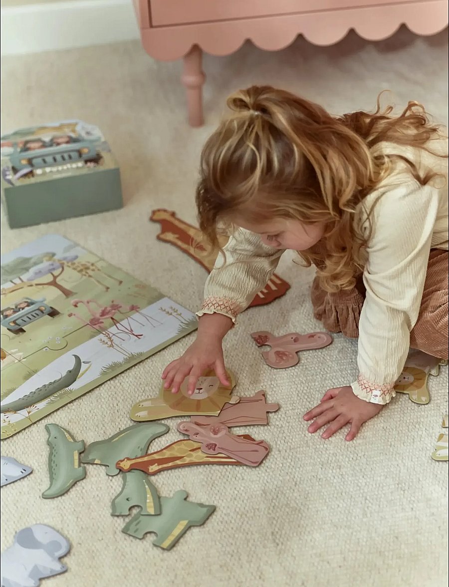 Little Dutch - Little Dutch - 6 Puzzles - Safari Friends - klassiske puslespil - green - 0