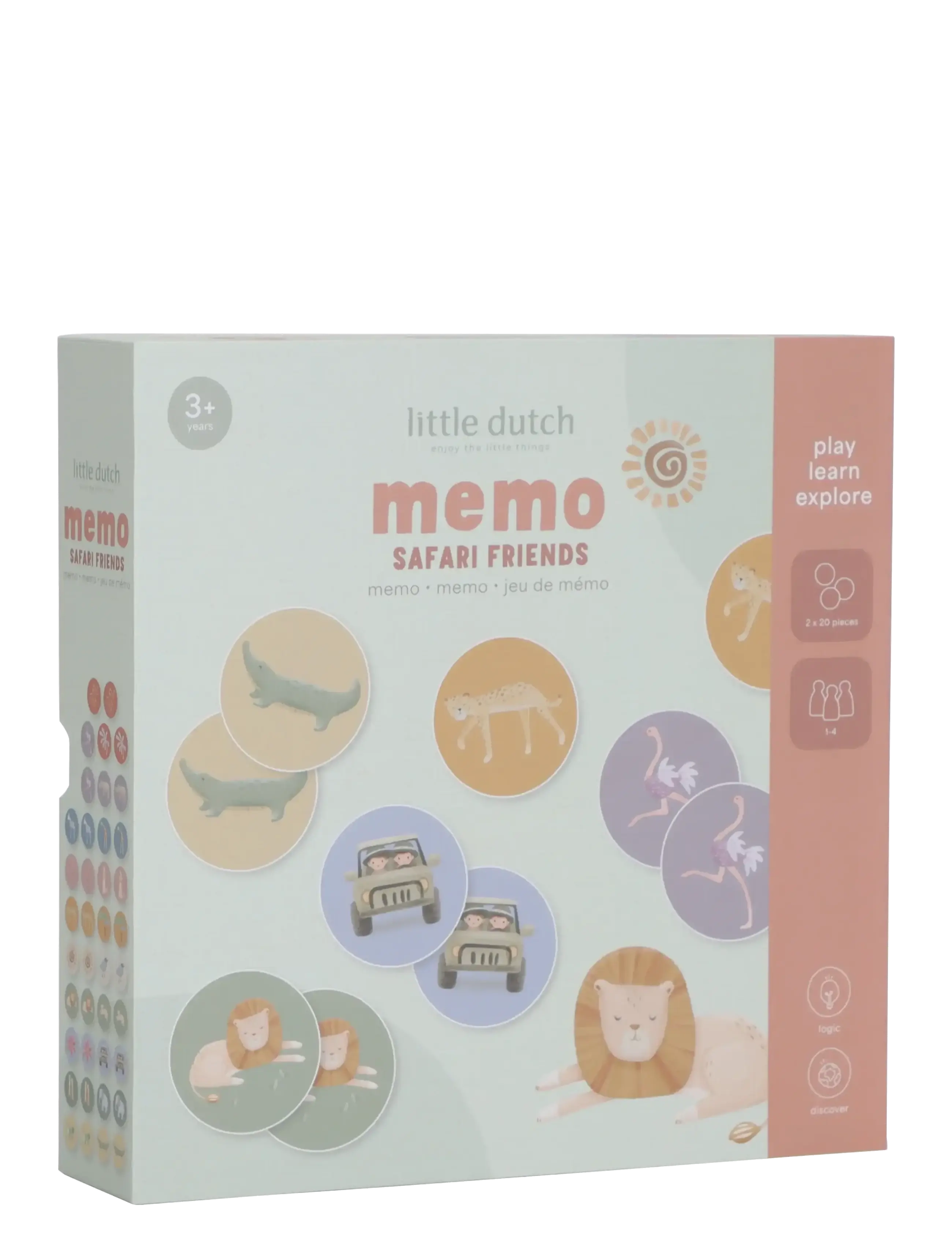 Little Dutch Little Dutch - Memo game - Safari Friends - Inomhus leksaker - PINK / multi