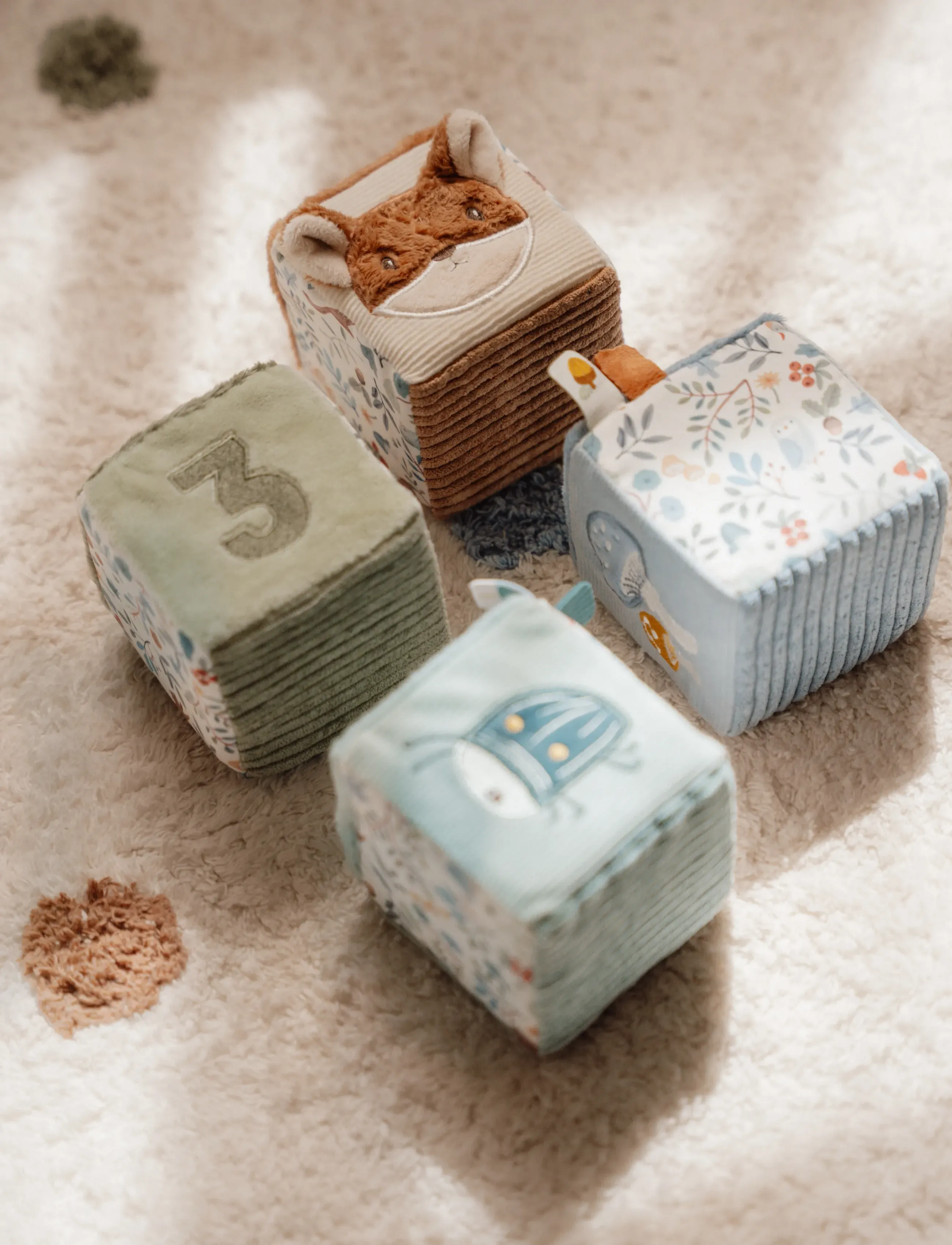 Little Dutch - 4 Soft Blocks Forest Friends - blue - 4