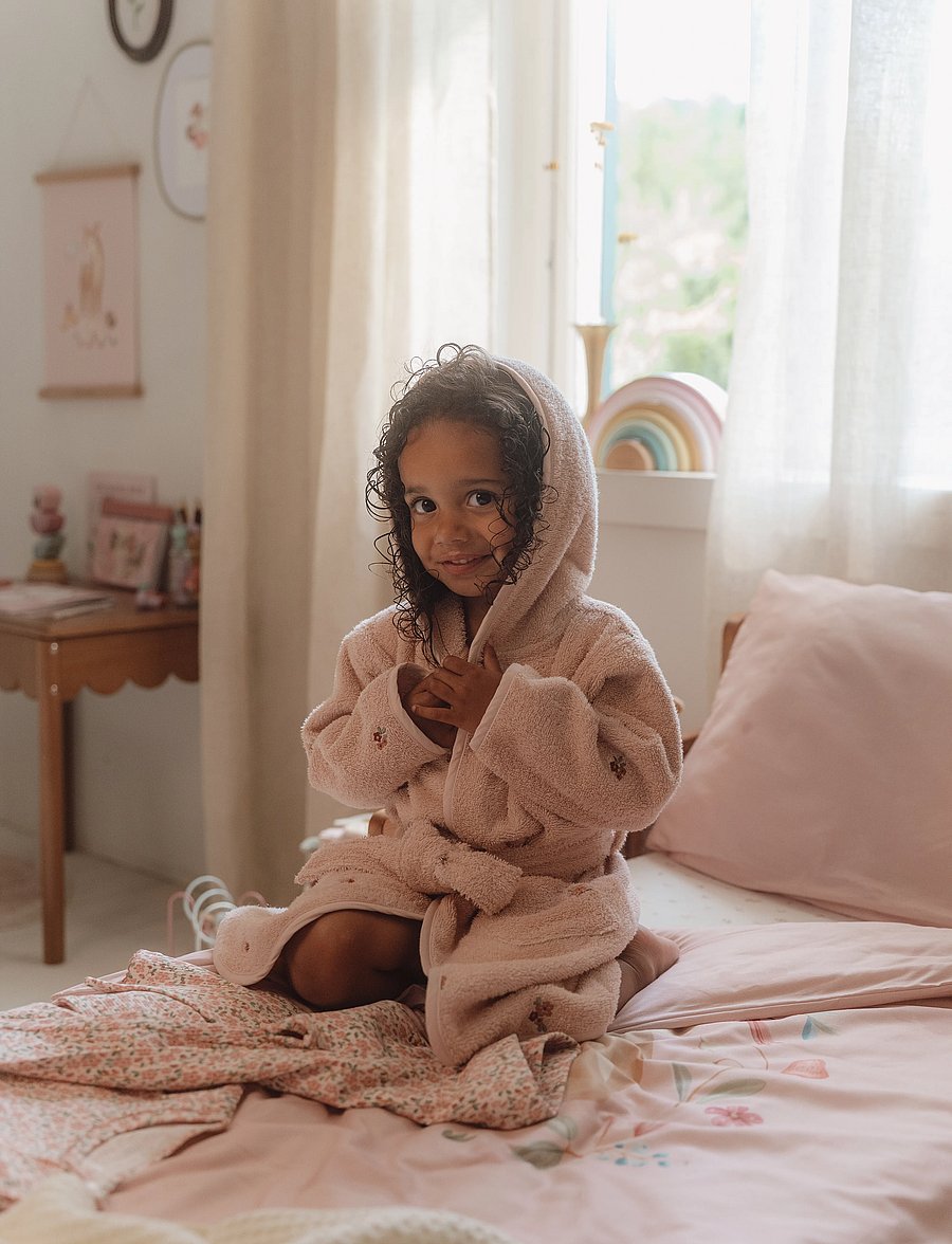 Little Dutch - Bathrobe embroidered - morgonrockar - pink - 2