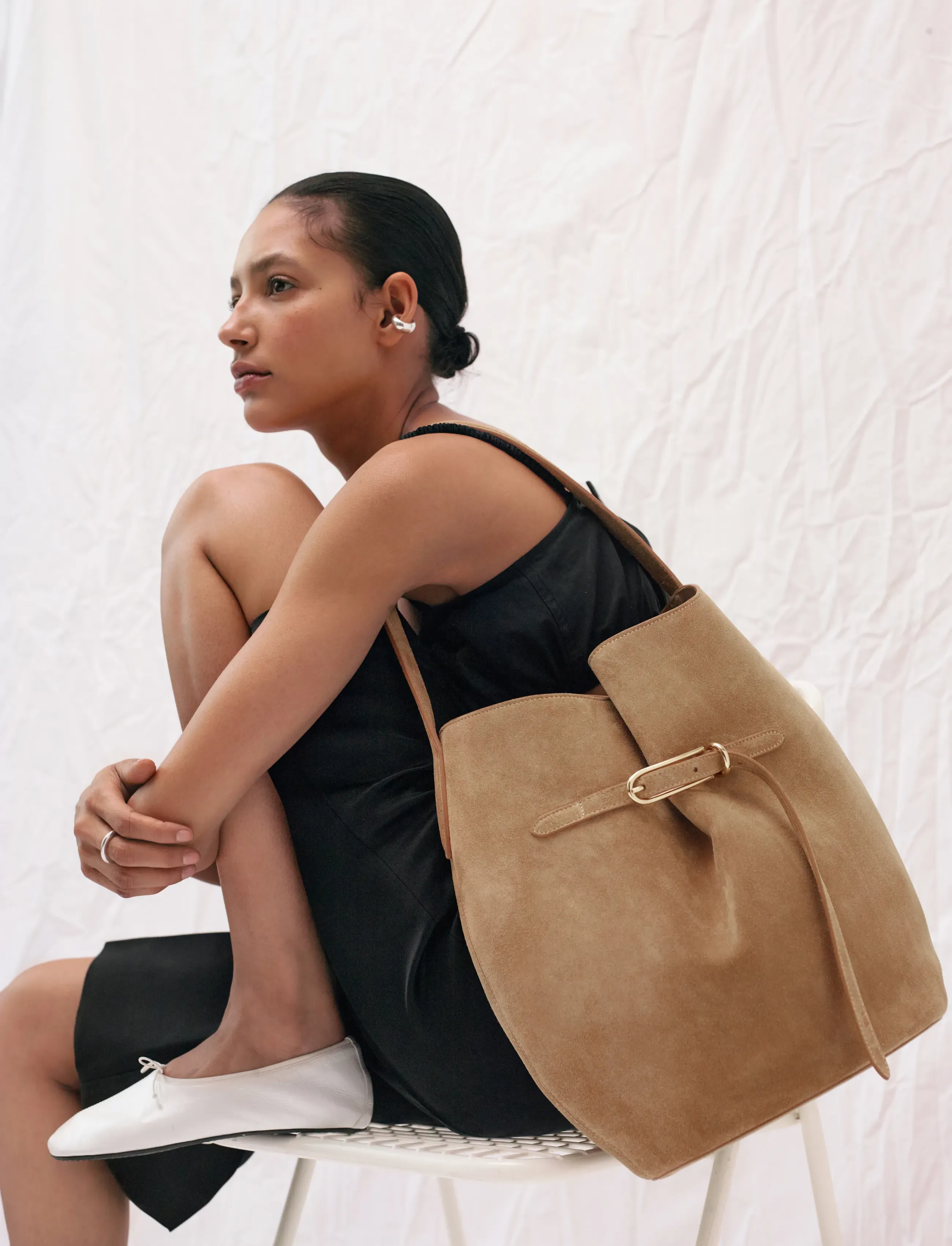 Liffner Belted Bucket Bag Large, One Size, Bags, Beige - Bag, Frauen