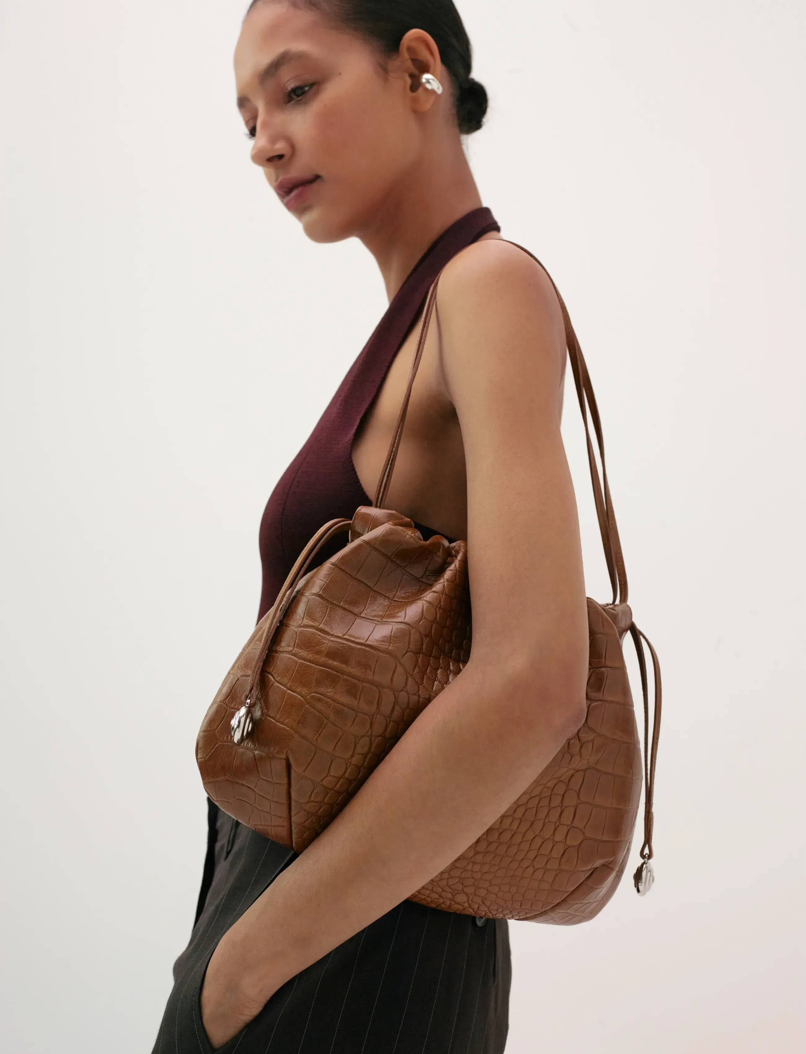 Liffner Charm Pouch, One Size, Bags, Braun - Bucket Bag, Frauen