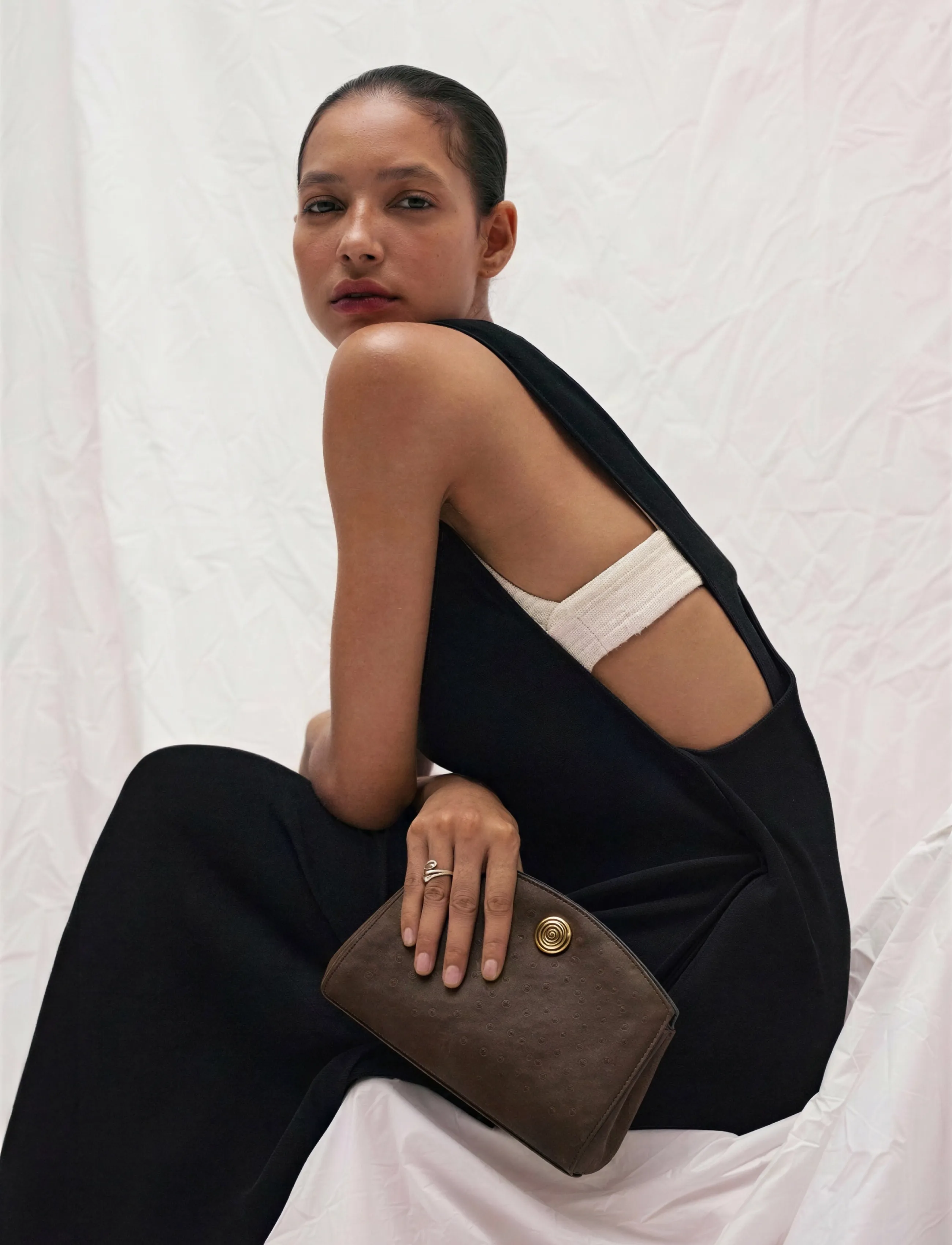 Liffner Pushlock Clutch, One Size, Brown, Tasker > Clutches, Dame