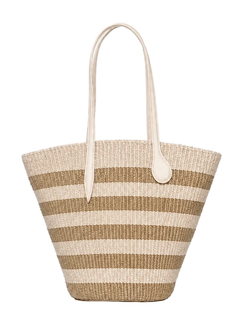 Liffner - STRAW BASKET - shoppers - cream beige striped - 0
