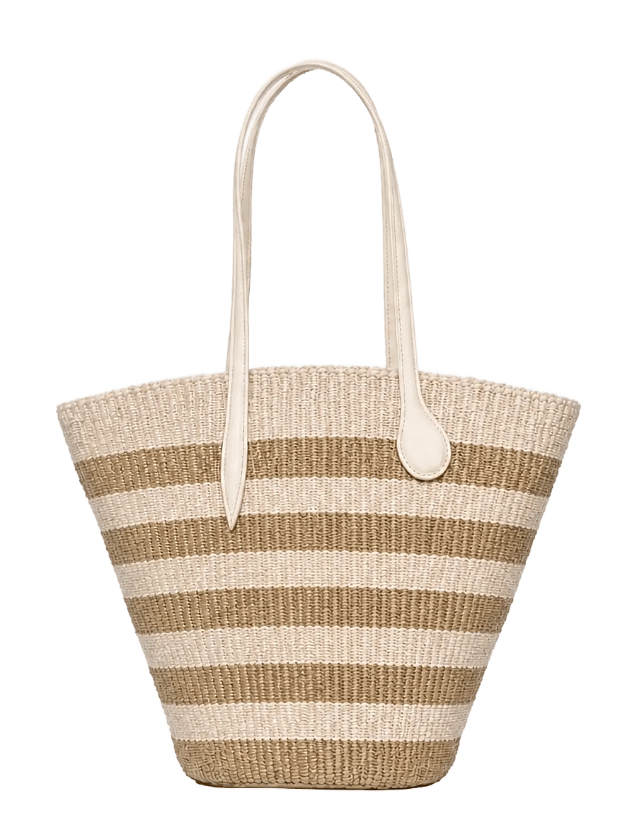 Liffner - STRAW BASKET - shopper - cream beige striped - 0