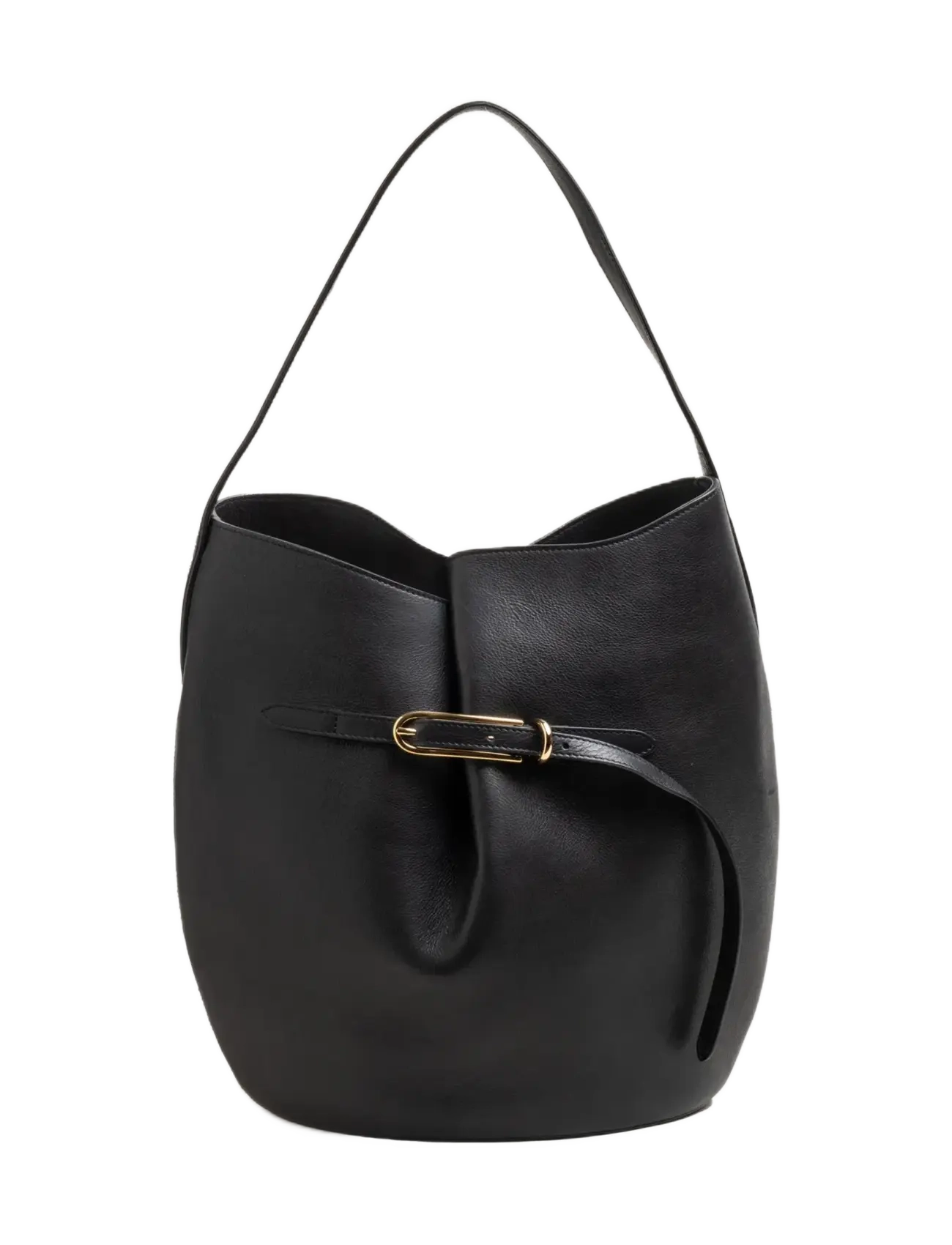 BELTED BUCKET BAG LARGE - BLACK