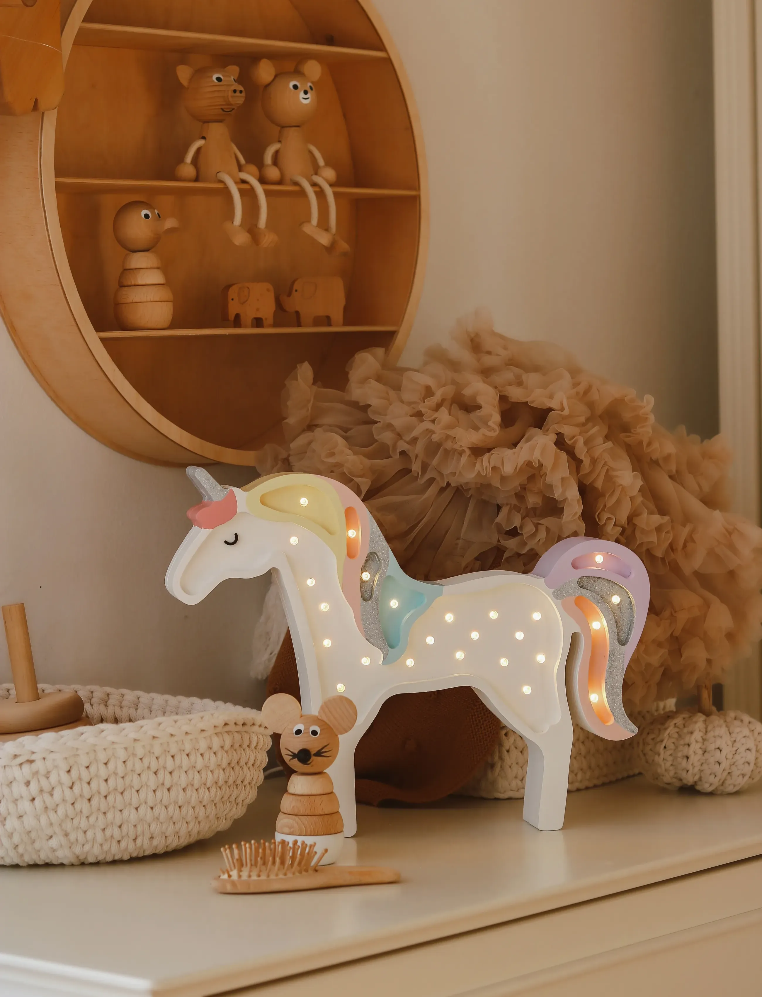 Little Lights Little Lights Unicorn Lamp | Magic Rainbow, 38X30X5.5 cm, White, Belysning > Bordlamper, Børn