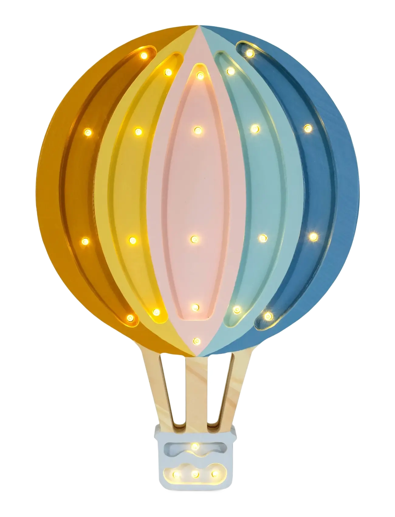 Little Lights Hot Air Baloon Lamp | Retro Rainbow, Natlampe, Multi/mønstret, Str: 27.5X39X5.5CM