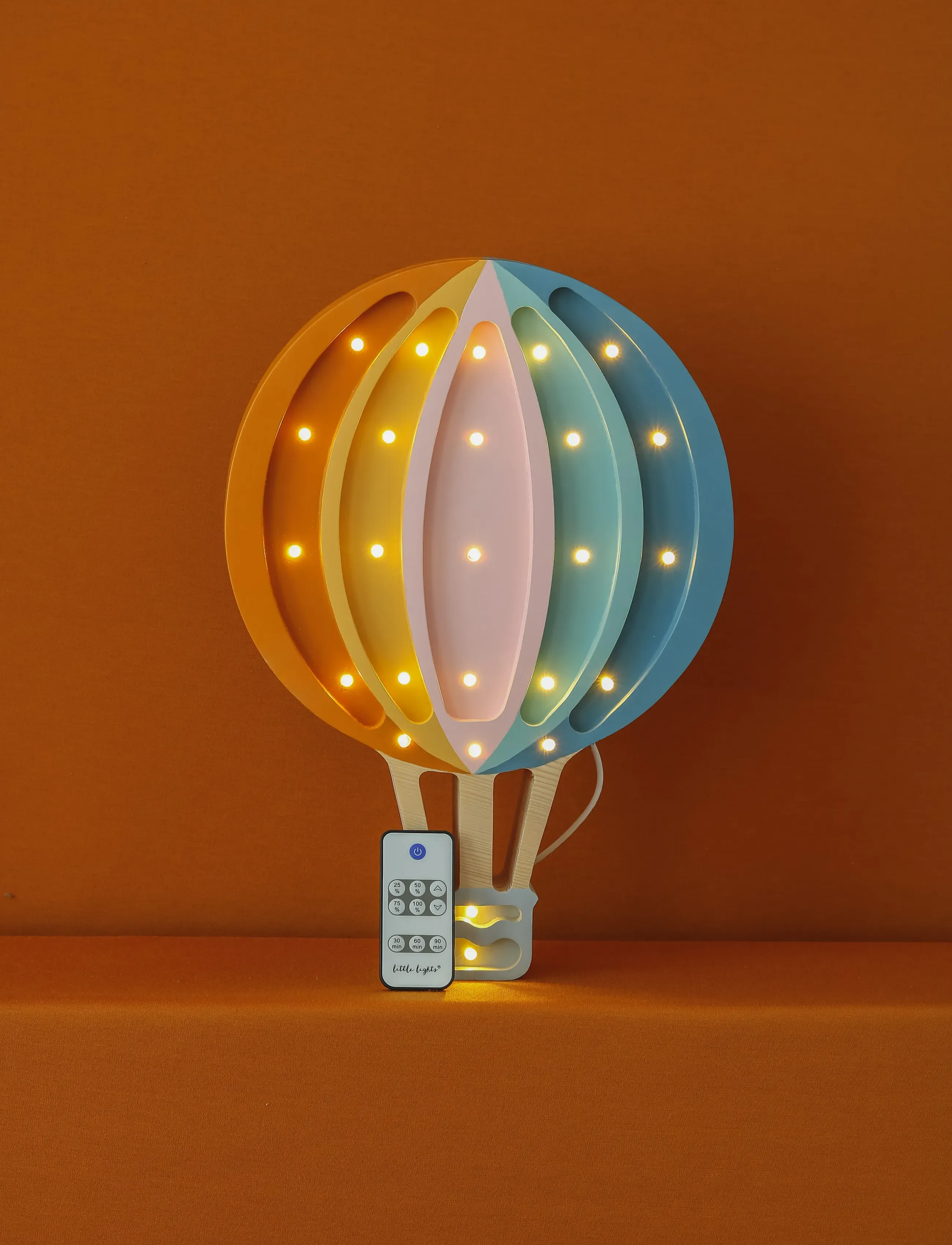 Little Lights Hot Air Baloon Lamp | Retro Rainbow, 27.5X39X5.5 cm, Lighting, Mehrfarbig/gemustert - Night Lamps, Kinder