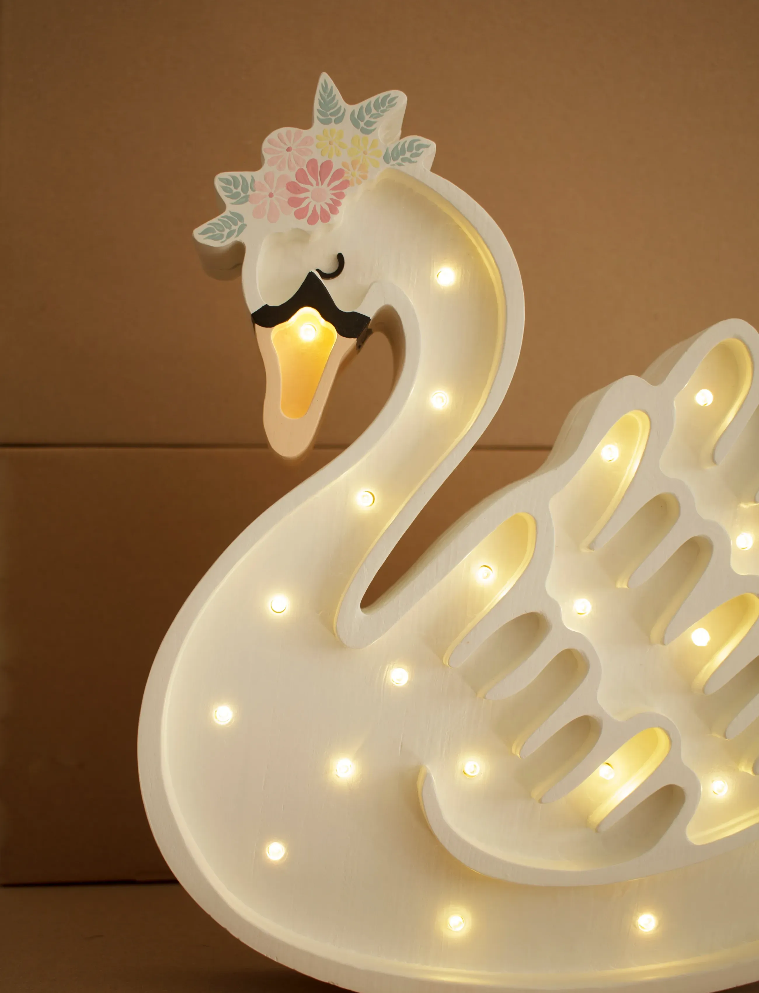 Little Lights Swan Lamp | Lake Flower/White, 31.5X36X5.5 cm, Lighting, Weiß - Table Lamps, Kinder