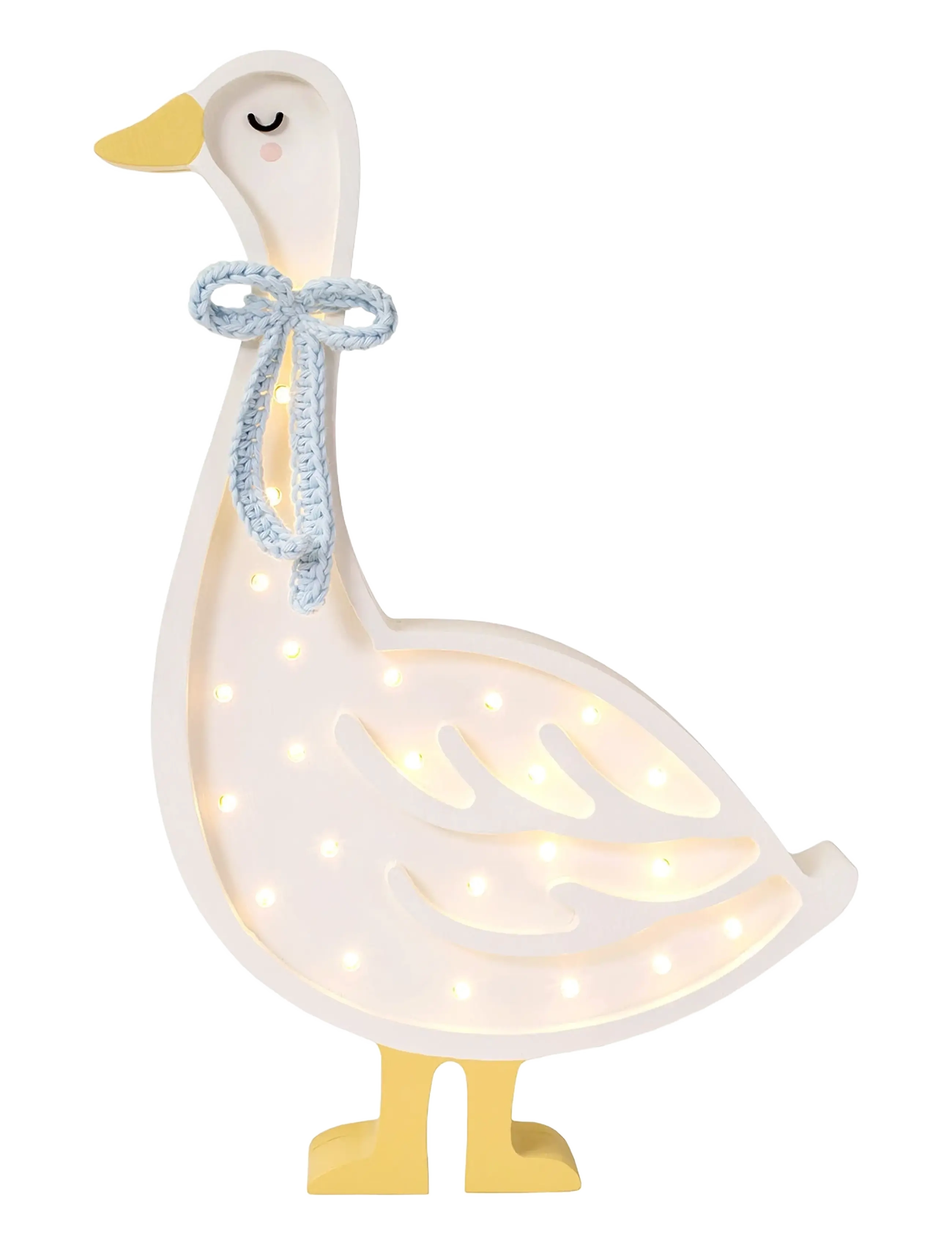 Little Lights Goose Lamp | Cottage Blue Bow, Bordlampe, Creme, Str: 24.5X39.5X5.5CM