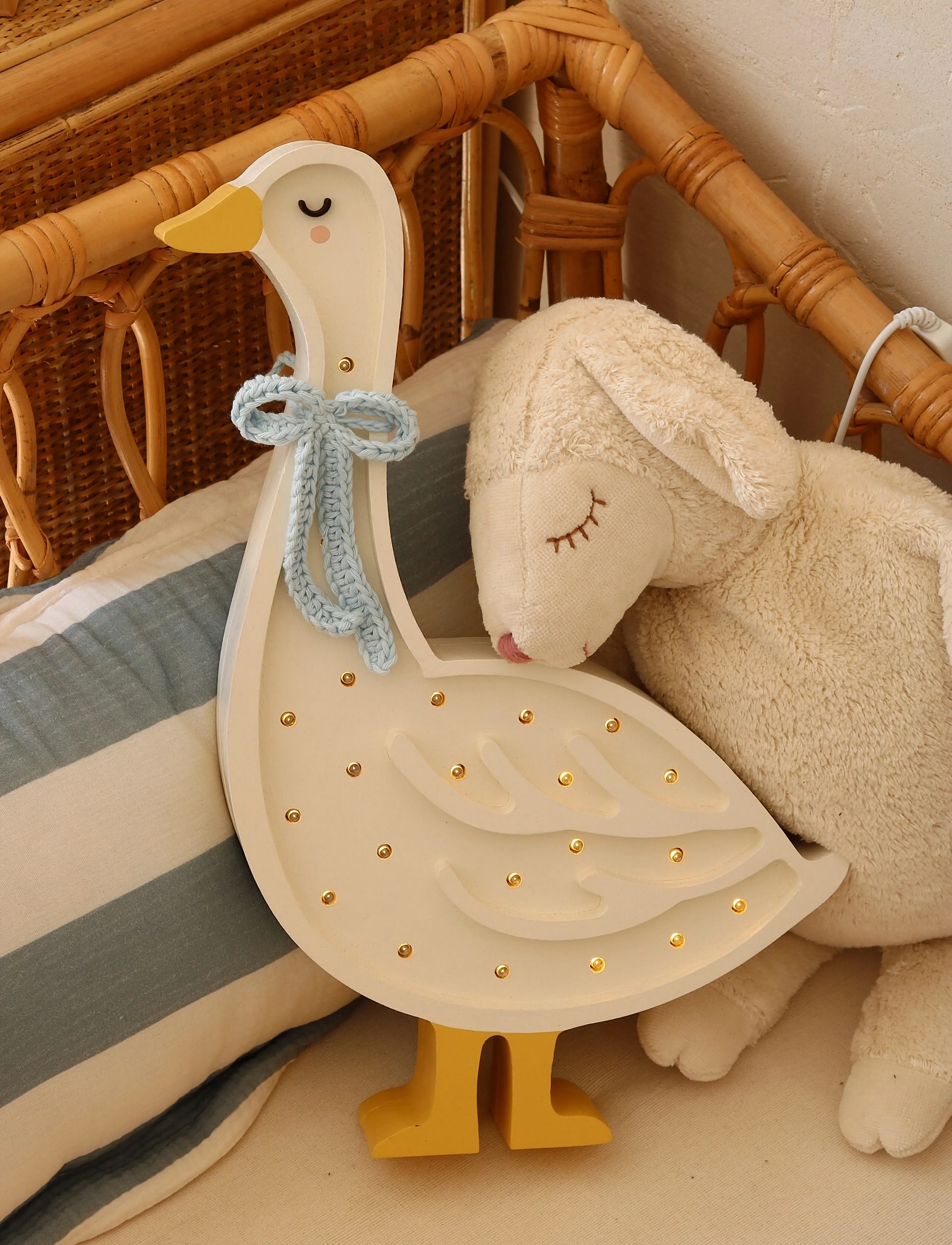 Little Lights - Little Lights Goose Lamp | Cottage Blue Bow - table lamps - cottage blue bow - 2