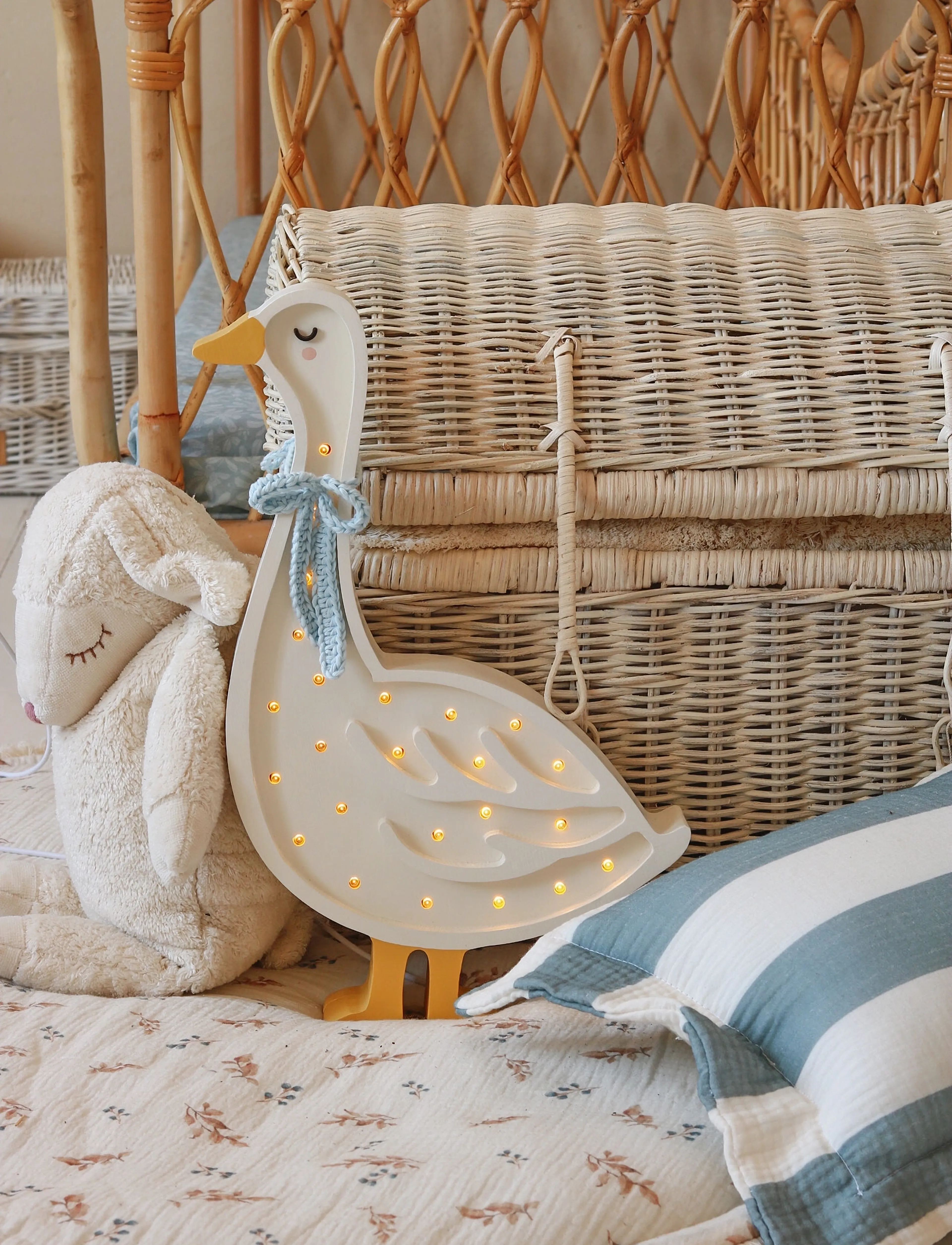 Little Lights - Little Lights Goose Lamp | Cottage Blue Bow - table lamps - cottage blue bow - 5