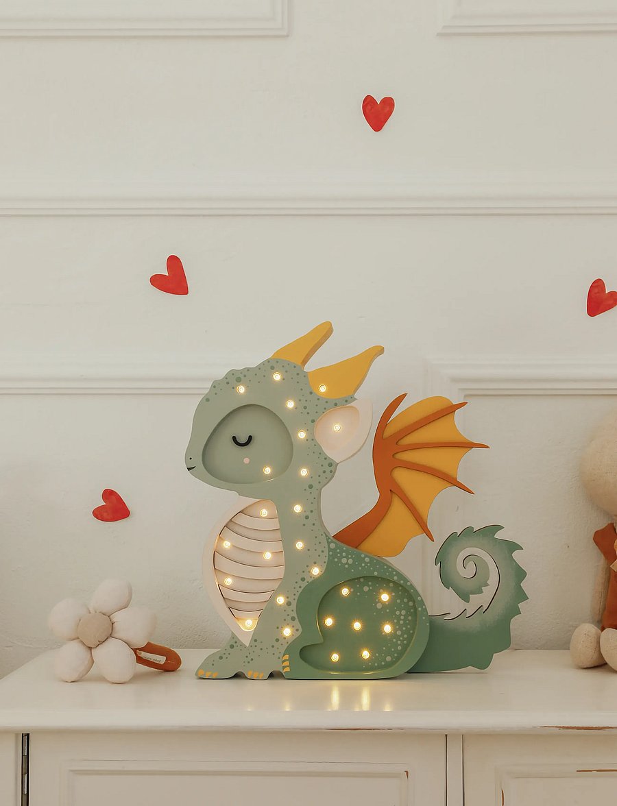 Little Lights - Little Lights Dragon Lamp | Hunter Green - tischlampen - hunter green - 3