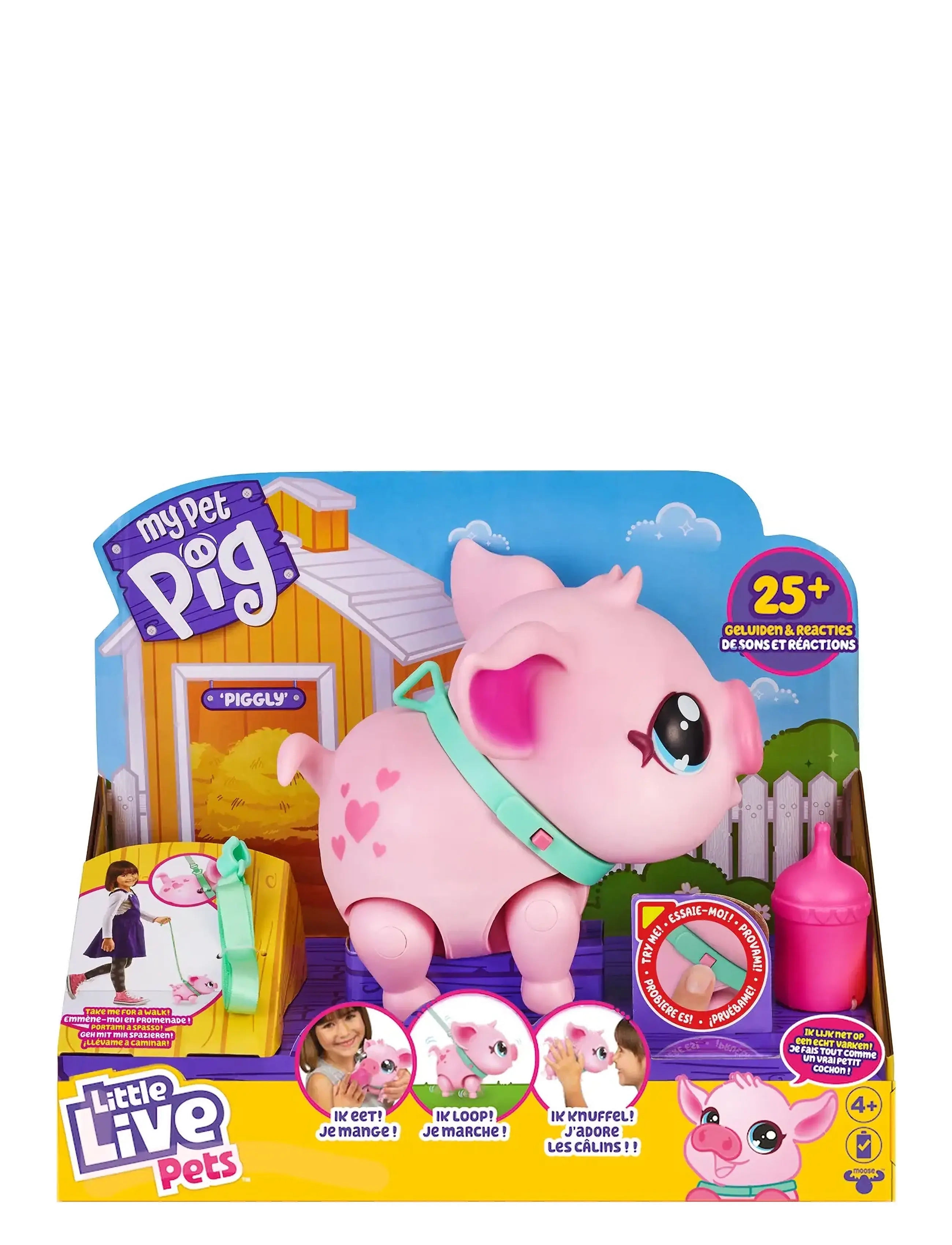 Little Live Pets Mi Cerdito Andarín – Mascota Interactiva Con Más De 25 Sonidos, Correa Para Pasear Y Botella Para Alimentar, Juguete Animado Para Niños