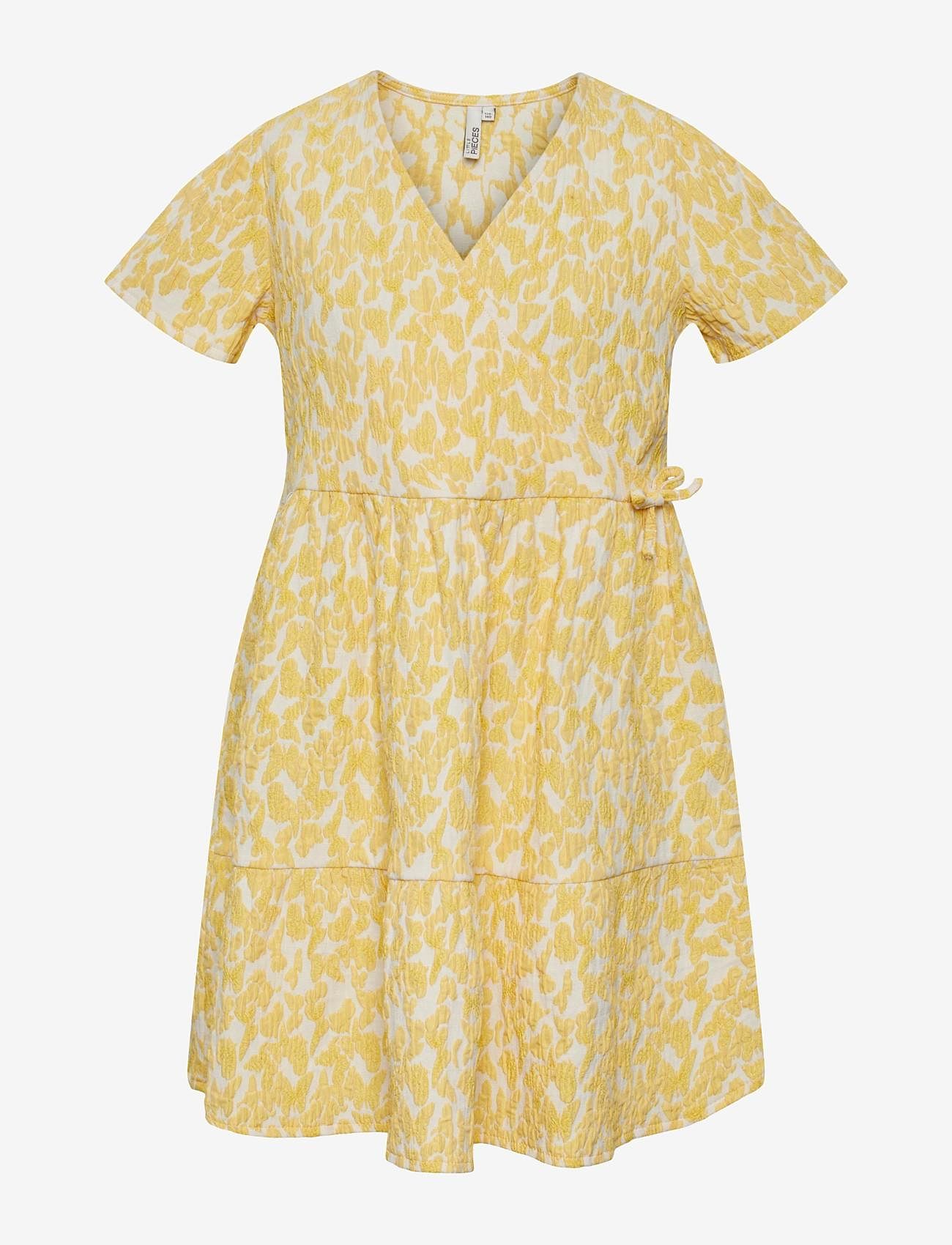 Little Pieces - PKMAYA SS WRAP DRESS - laisvalaikio suknelės trumpomis rankovėmis - mellow yellow - 0