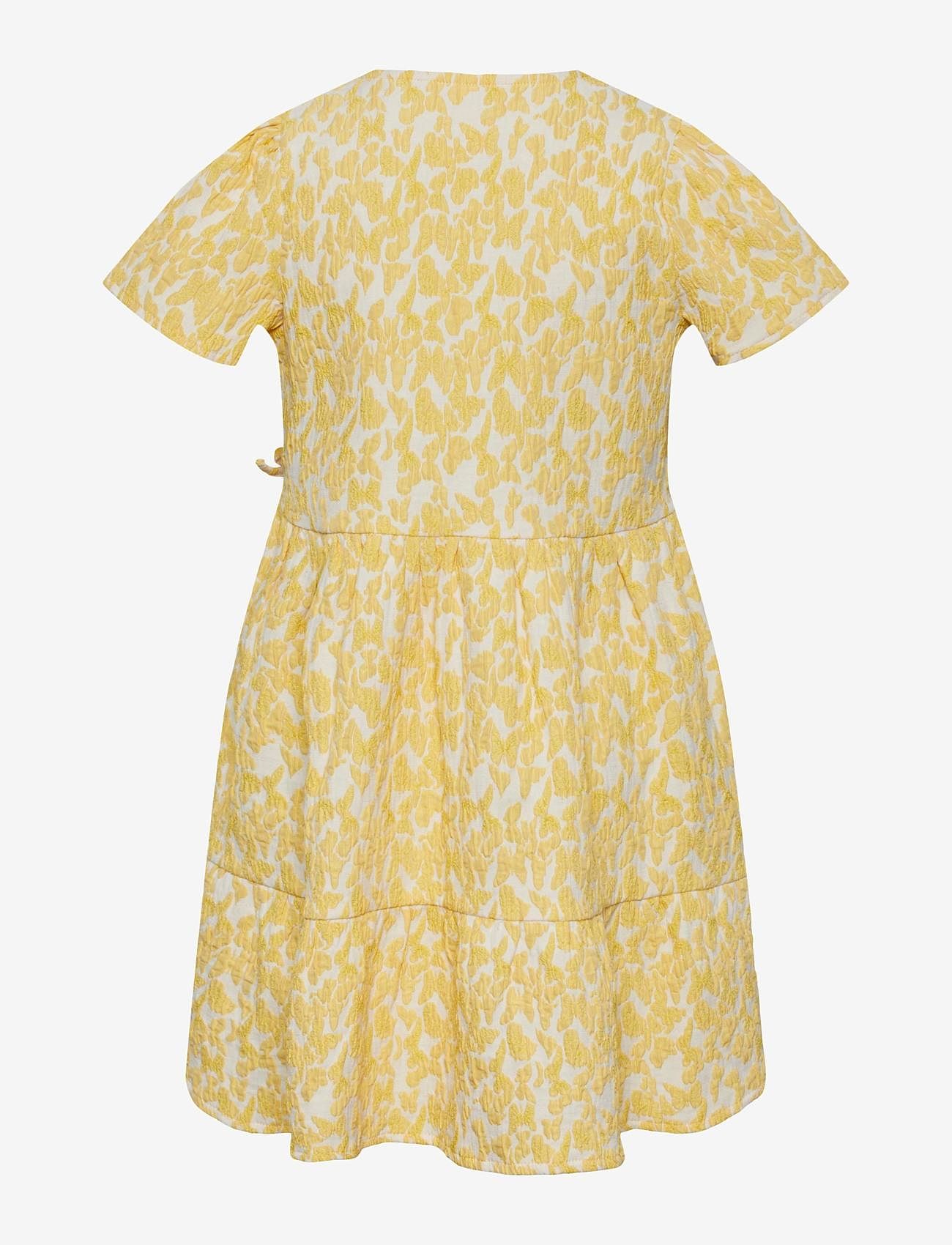 Little Pieces - PKMAYA SS WRAP DRESS - short-sleeved casual dresses - mellow yellow - 1