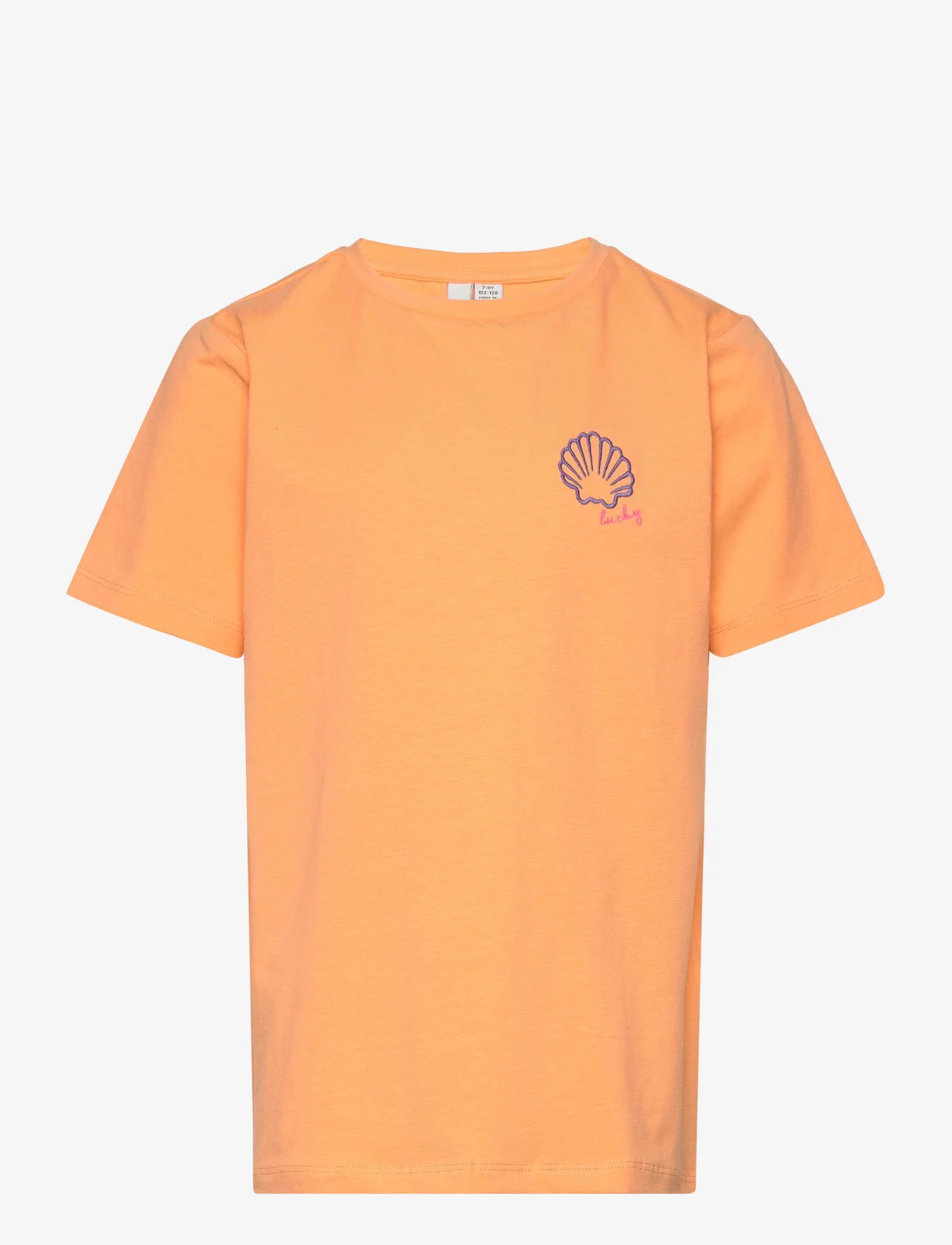 Little Pieces - PKKIM SS TEE - kortærmede t-shirts - papaya - 0