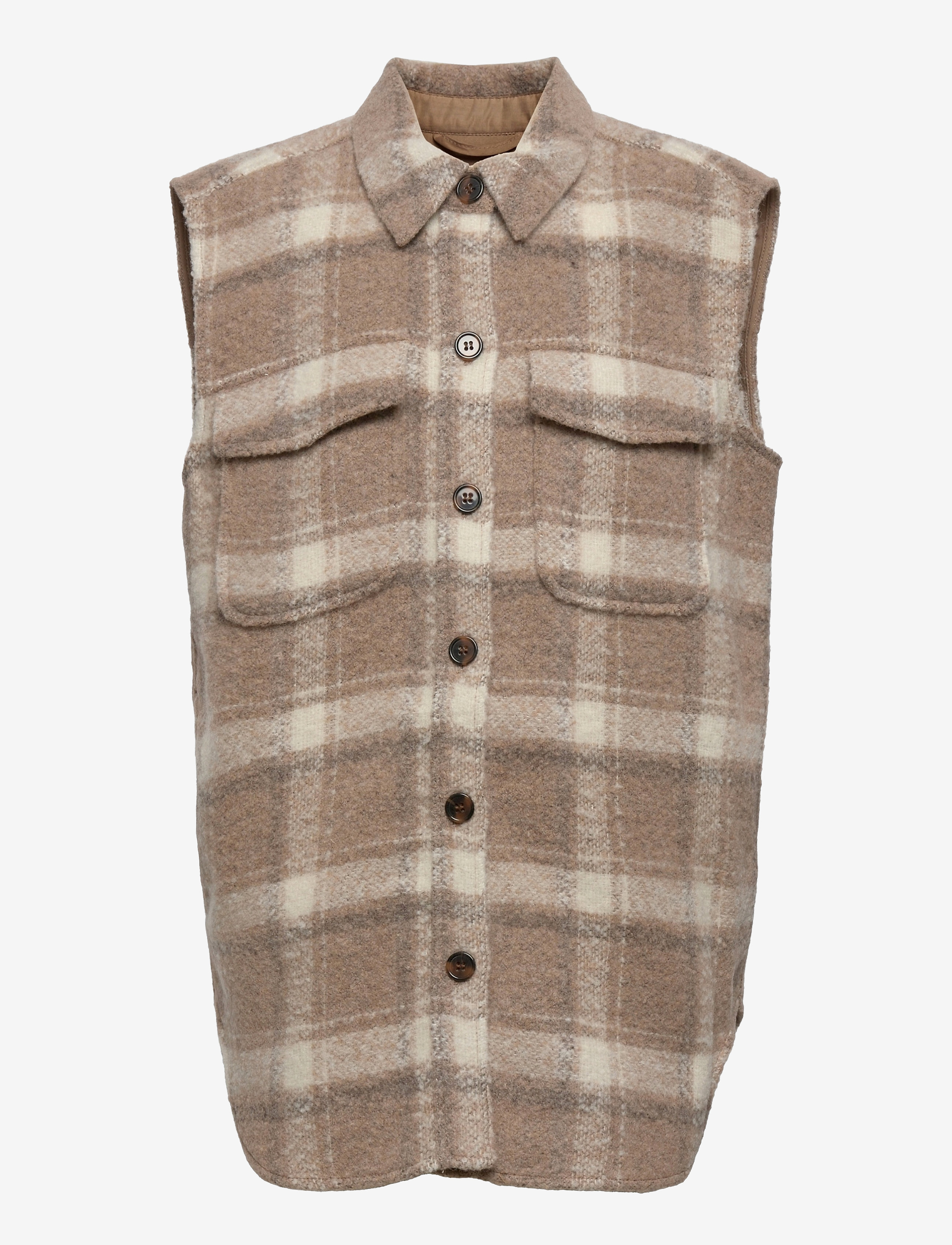 Designers Remix Girls G Jayden Shirt Vest - Västar - CHECK / beige