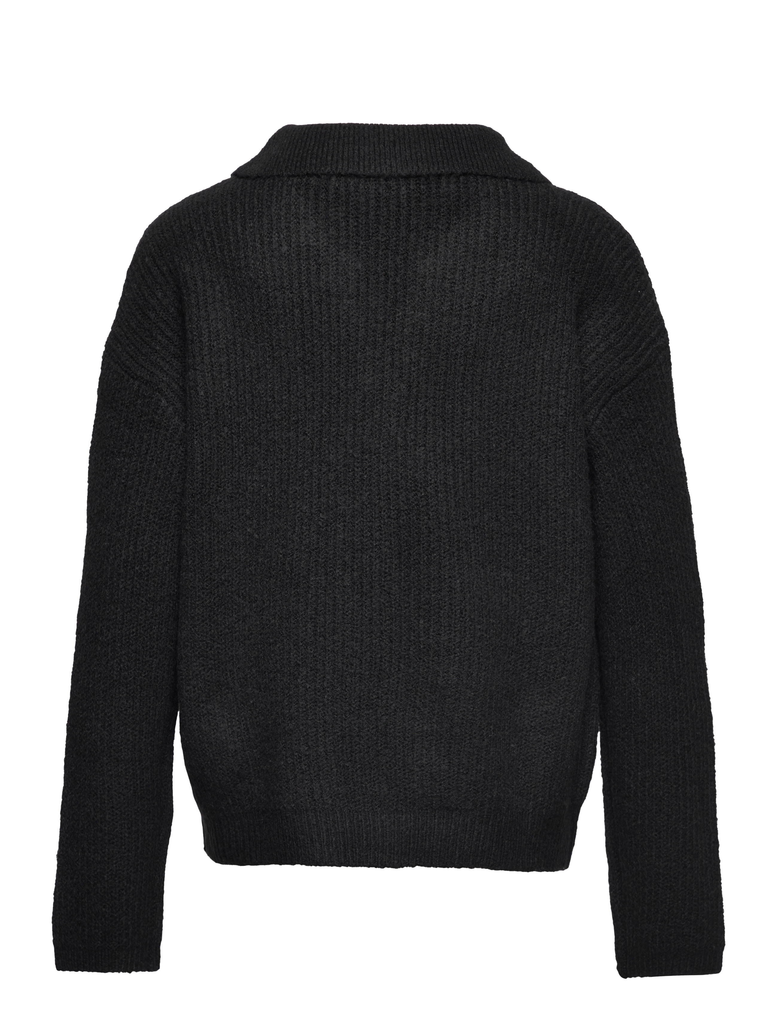 LMTD - NLFNOLLEN LS SHORT KNIT W. POLO COLLAR - black - 1