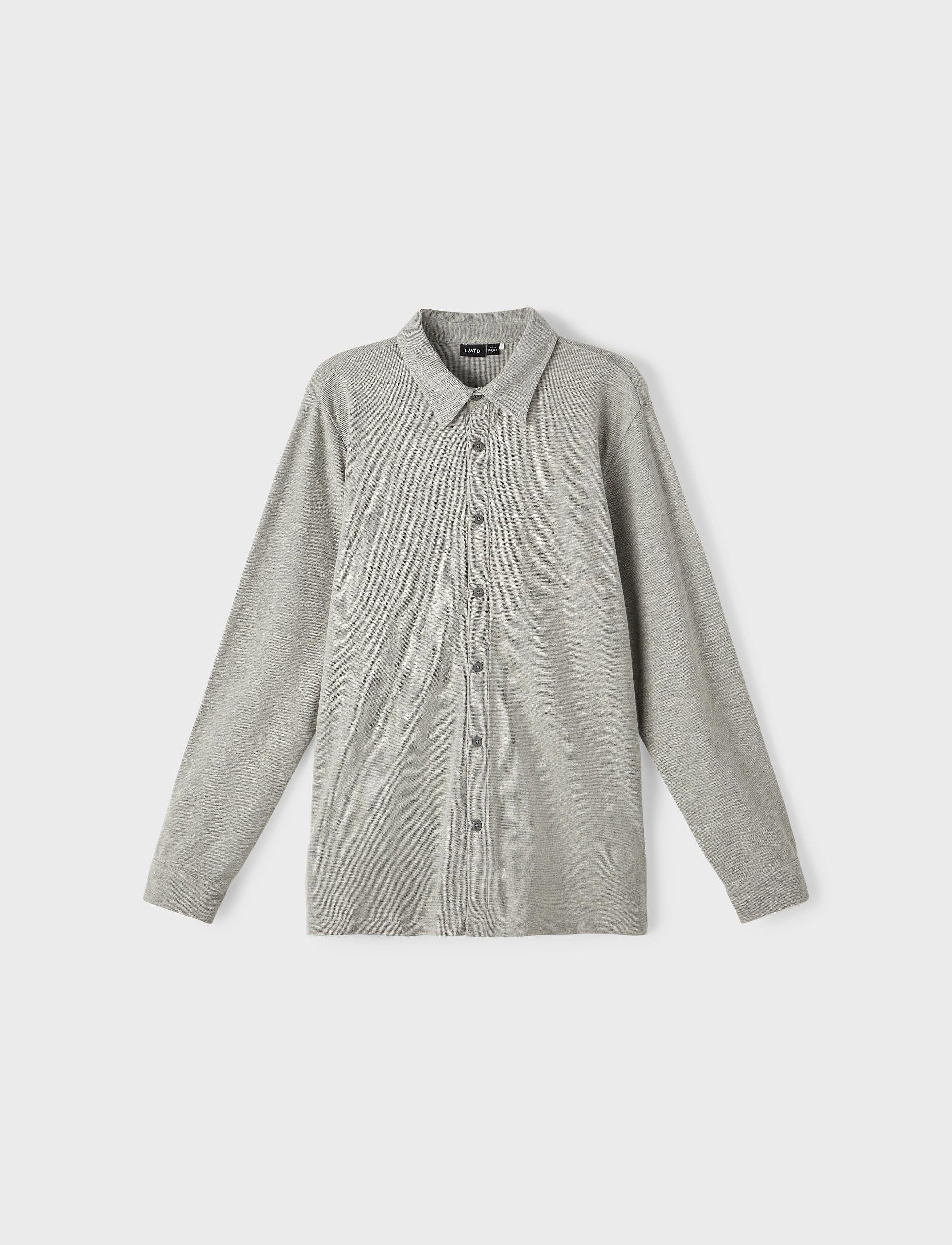 LMTD - NLMREST LS PIQUE SHIRT - grey melange - 4