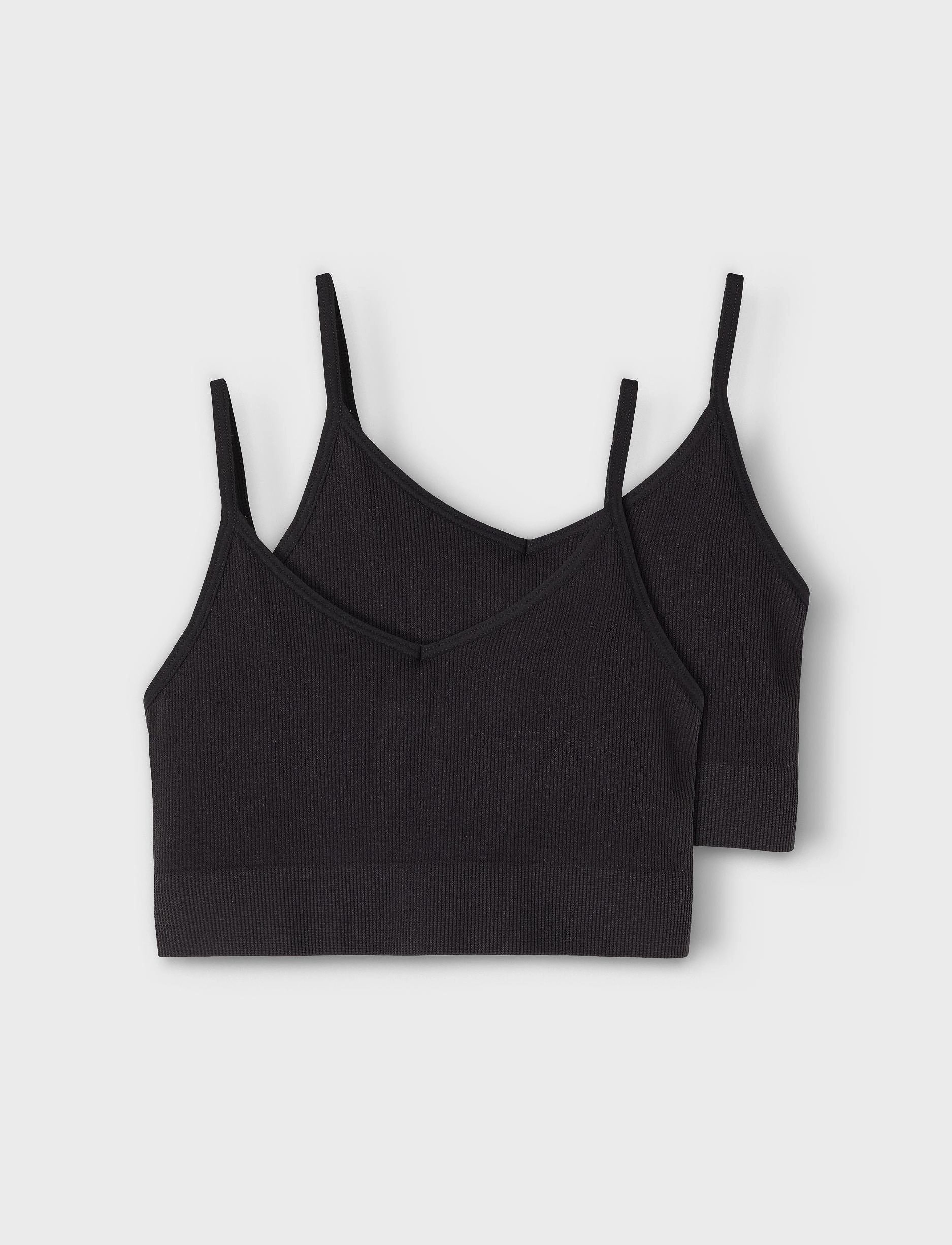 LMTD Nlfkailey Rib Bralette 2Pack Noos, Kinder, Gerippte Bralette 2er-Pack, Schwarz, Gr.158-164