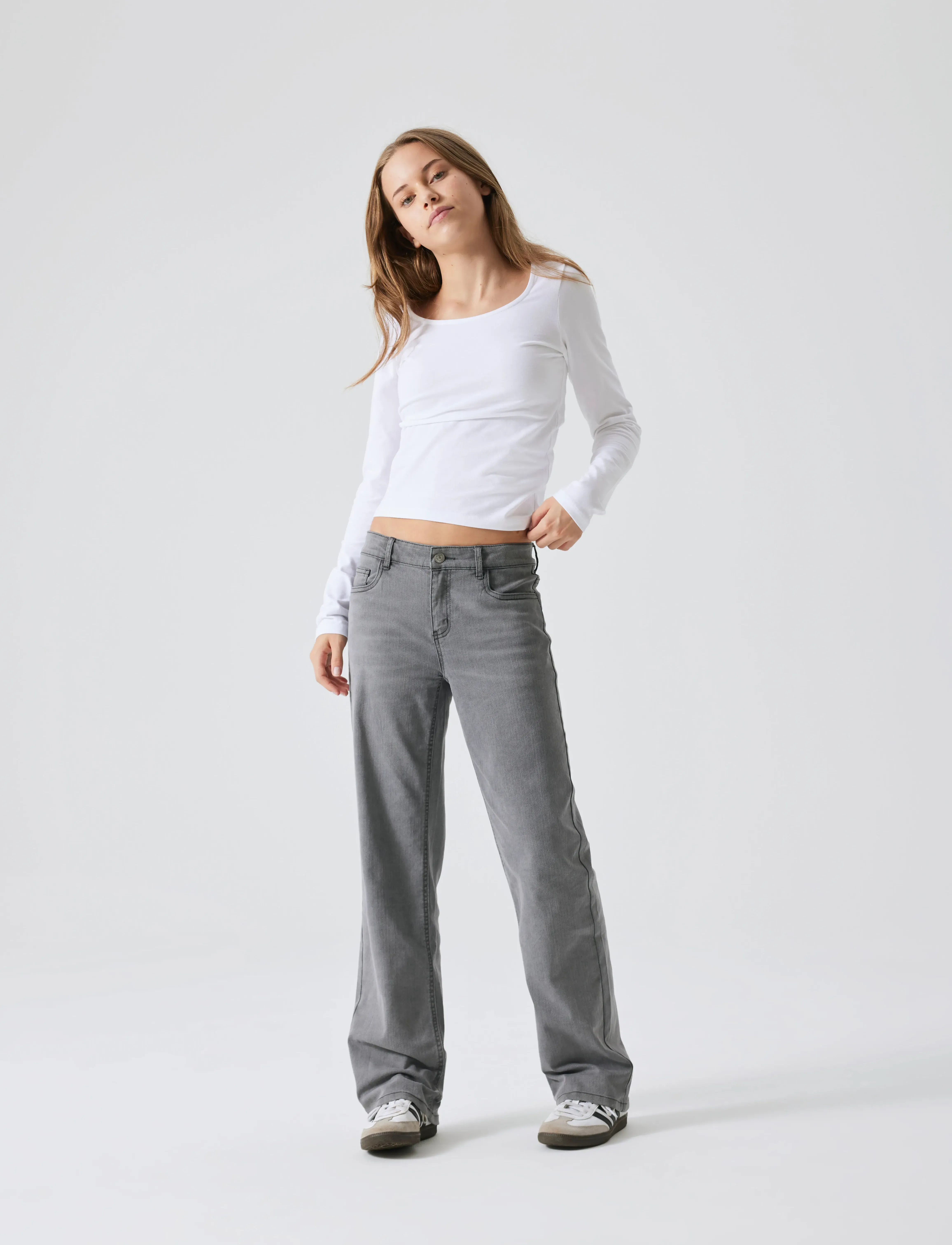 LMTD - NLFTARIANNES DNM LW STRAIGHT PANT NOOS - regular jeans - grey denim - 3