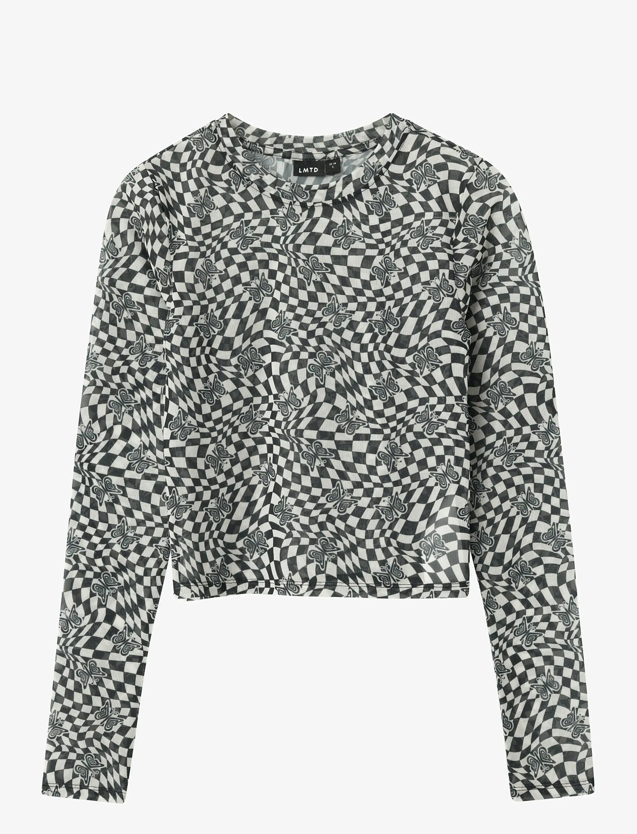 LMTD - NLFTAINA LS CROP MESH TOP - autumn clothing - black - 0