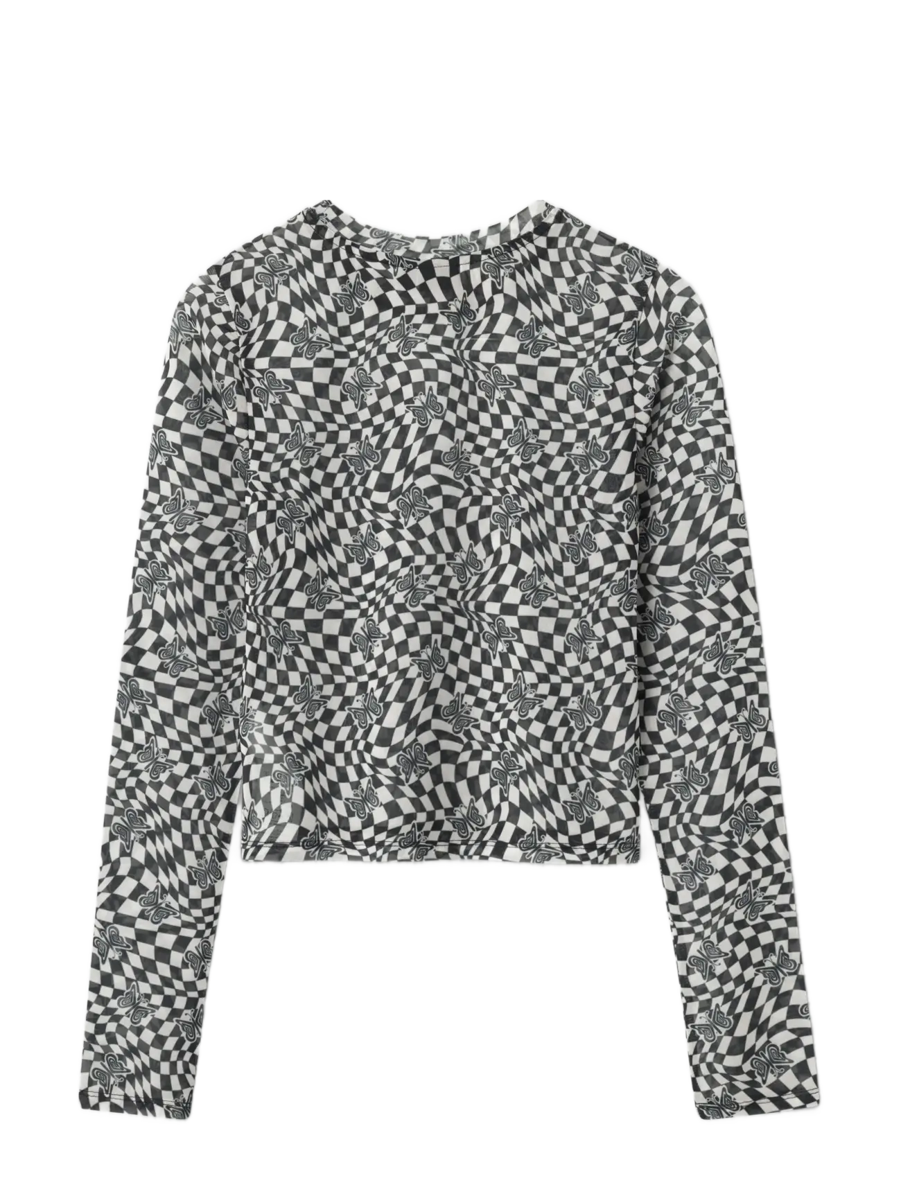 LMTD - NLFTAINA LS CROP MESH TOP - t-shirts - black - 2