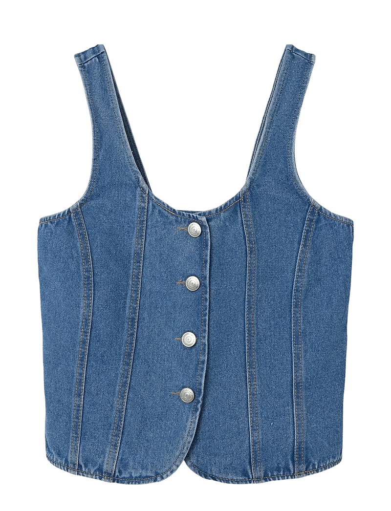 LMTD - NLFSKATIZZA DNM STRAP VEST - västar - medium blue denim - 0
