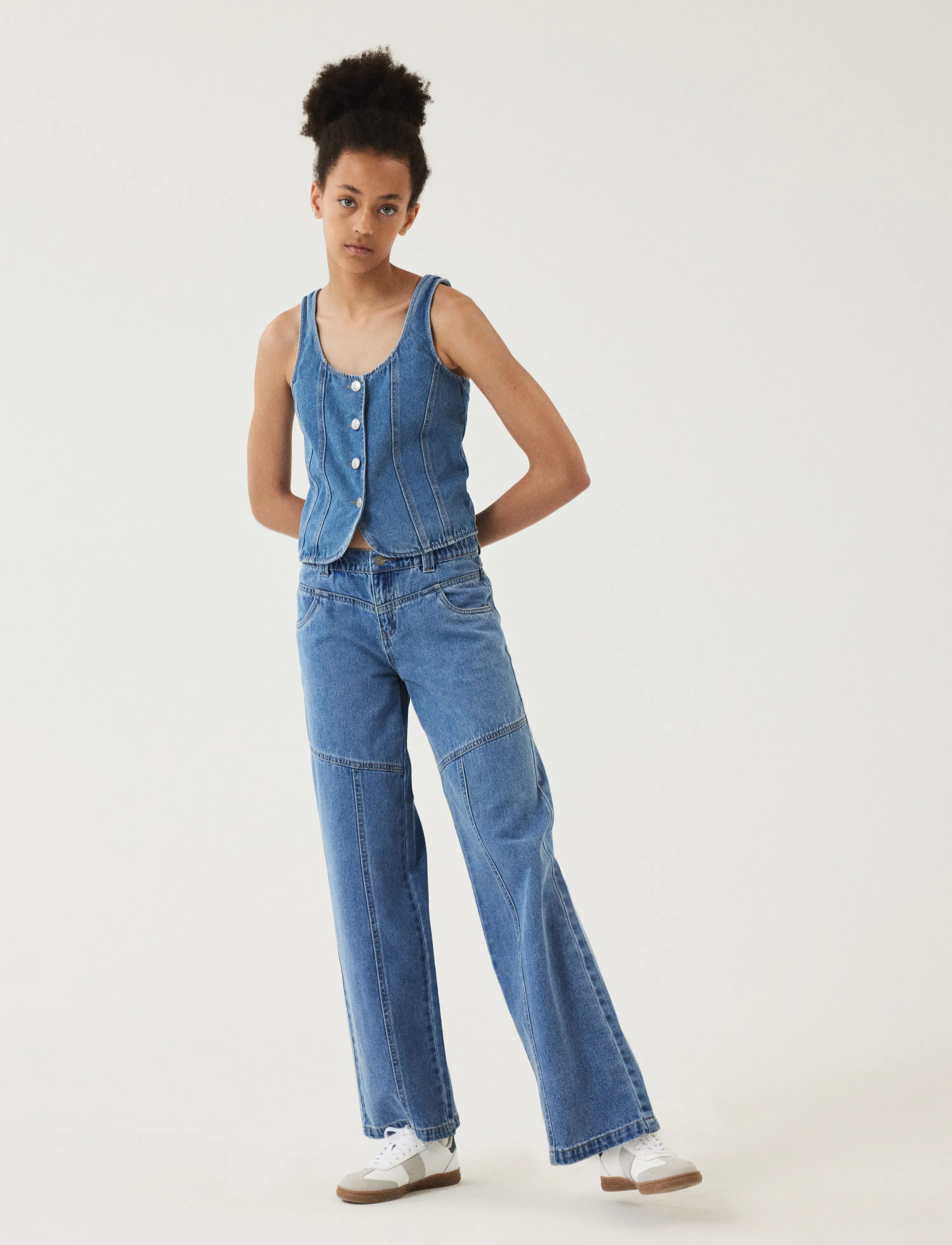 LMTD - NLFSKATIZZA DNM STRAP VEST - medium blue denim - 3