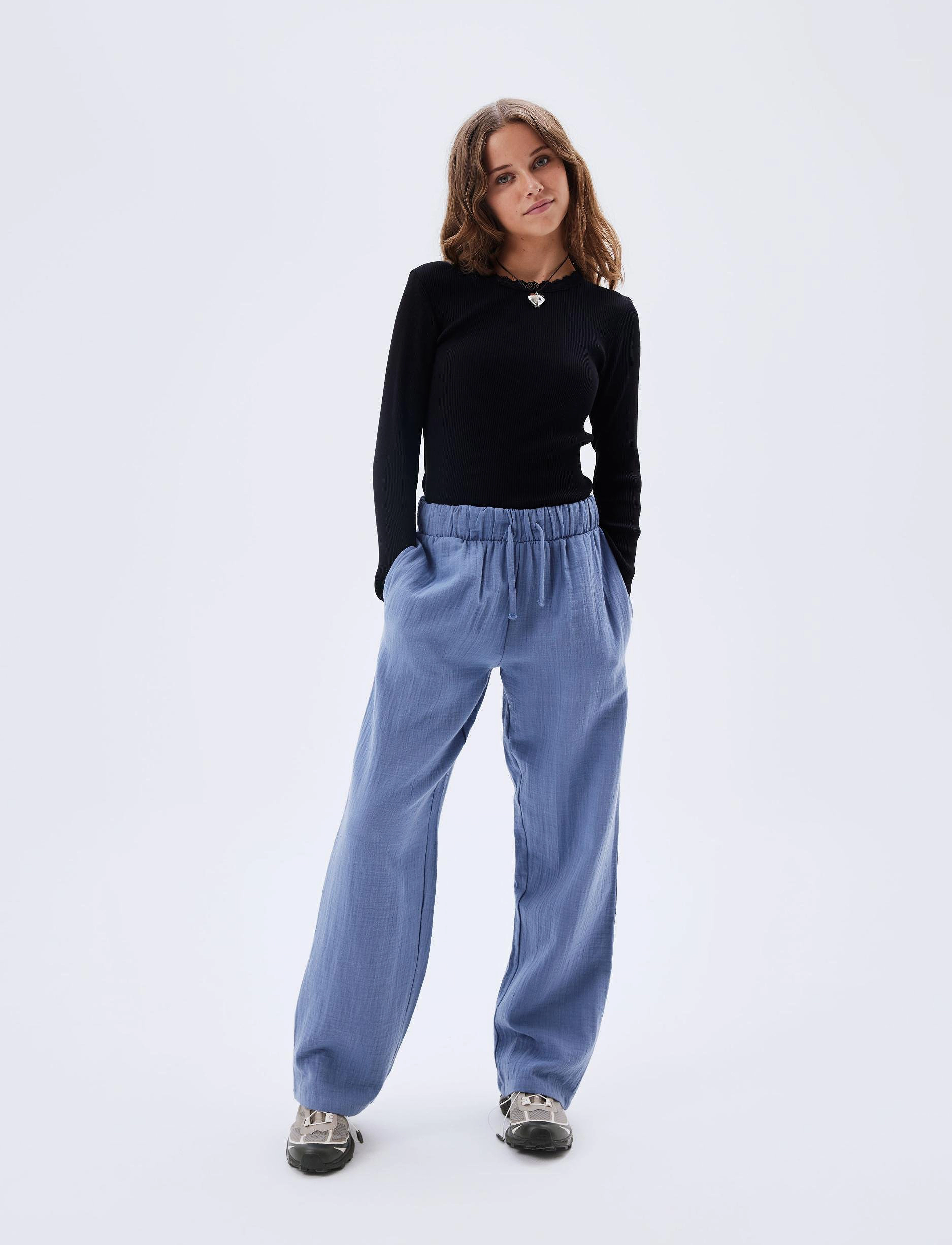LMTD - NLFHUSSA STRING STRAIGHT PANT - stonewash - 2