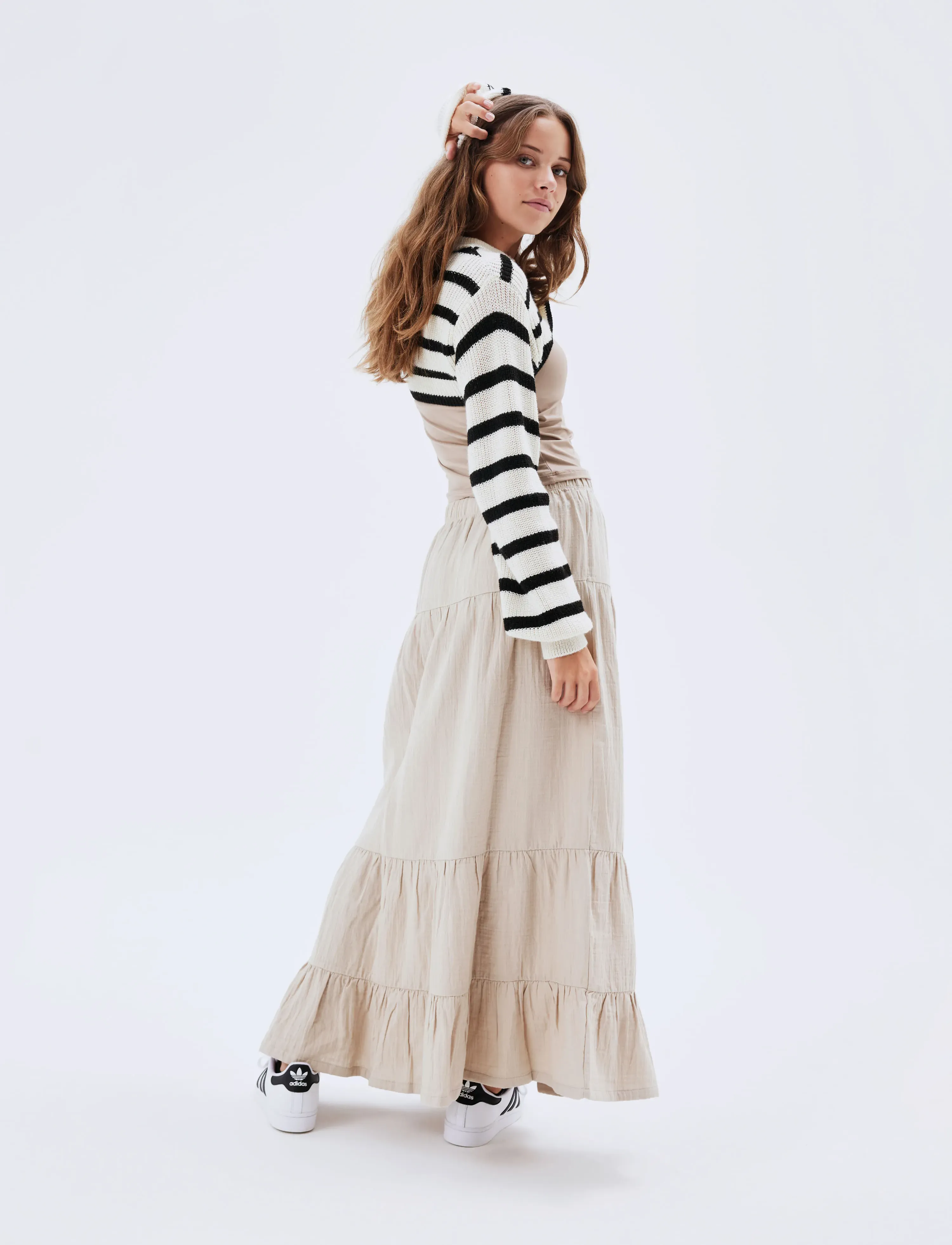LMTD Nlfhussa Long Skirt Noos, Børn, Lang Flæse Nederdel, Beige, Str: 176