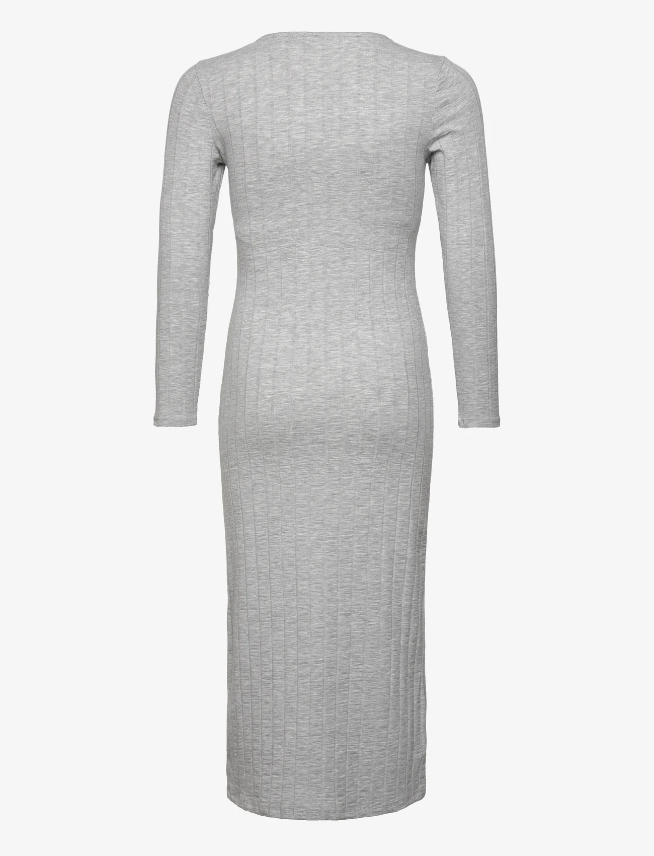 LMTD - NLFLUNNE LS LONG SLIM DRESS - sukienki codzienne z długim rękawem - light grey melange - 1