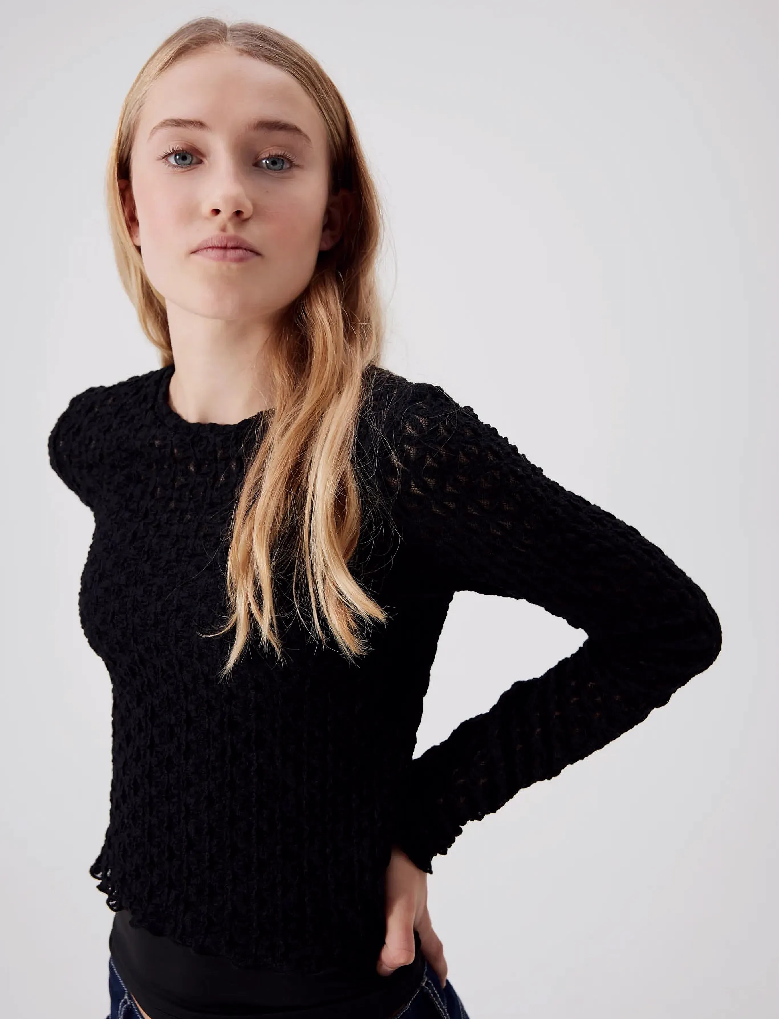LMTD - NLFRALMA LS CROP TOP - black - 4
