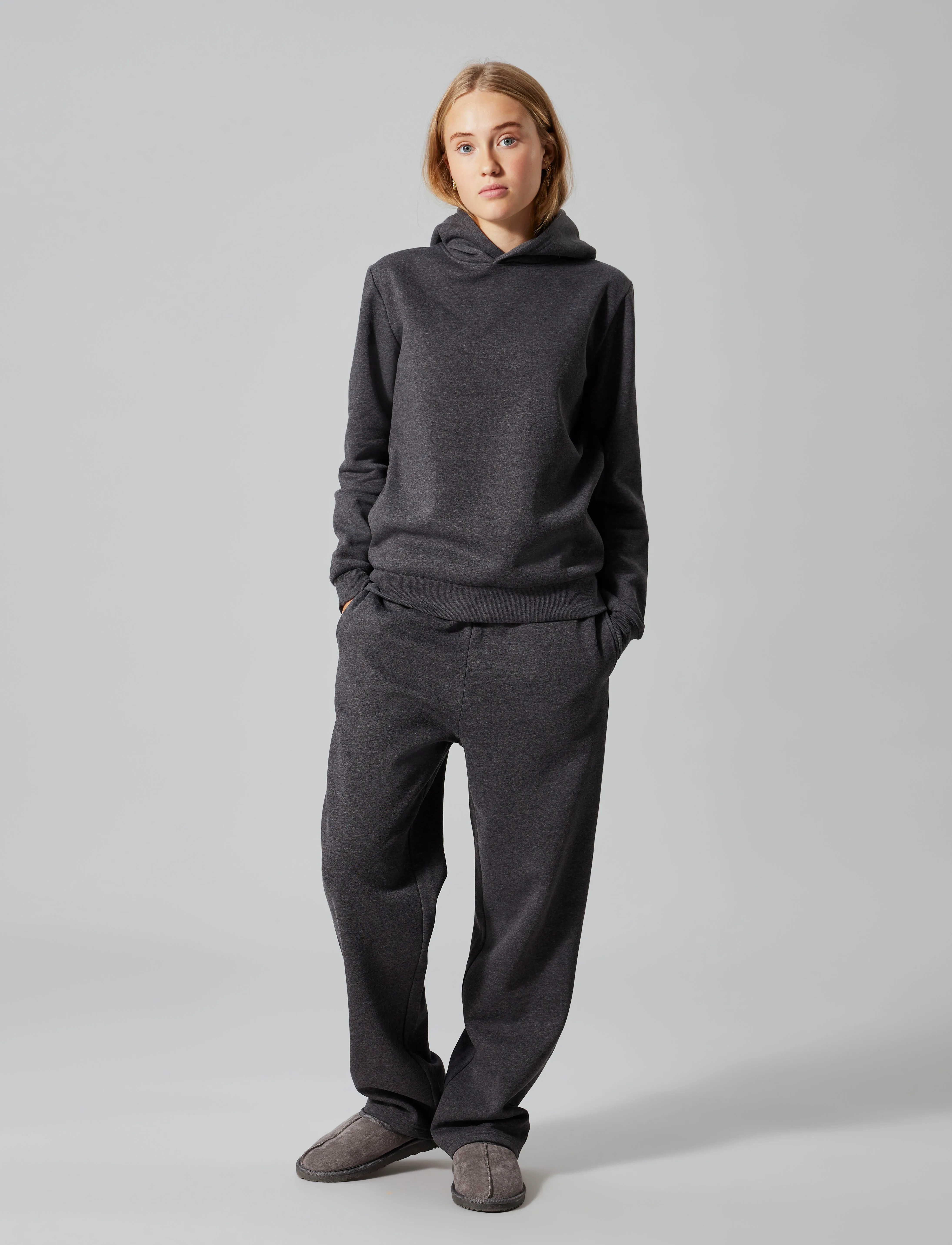 LMTD - NLNNIZU LS BRU SWEAT W. HOOD NOOS - kapuutsiga dressipluusid - dark grey melange - 3