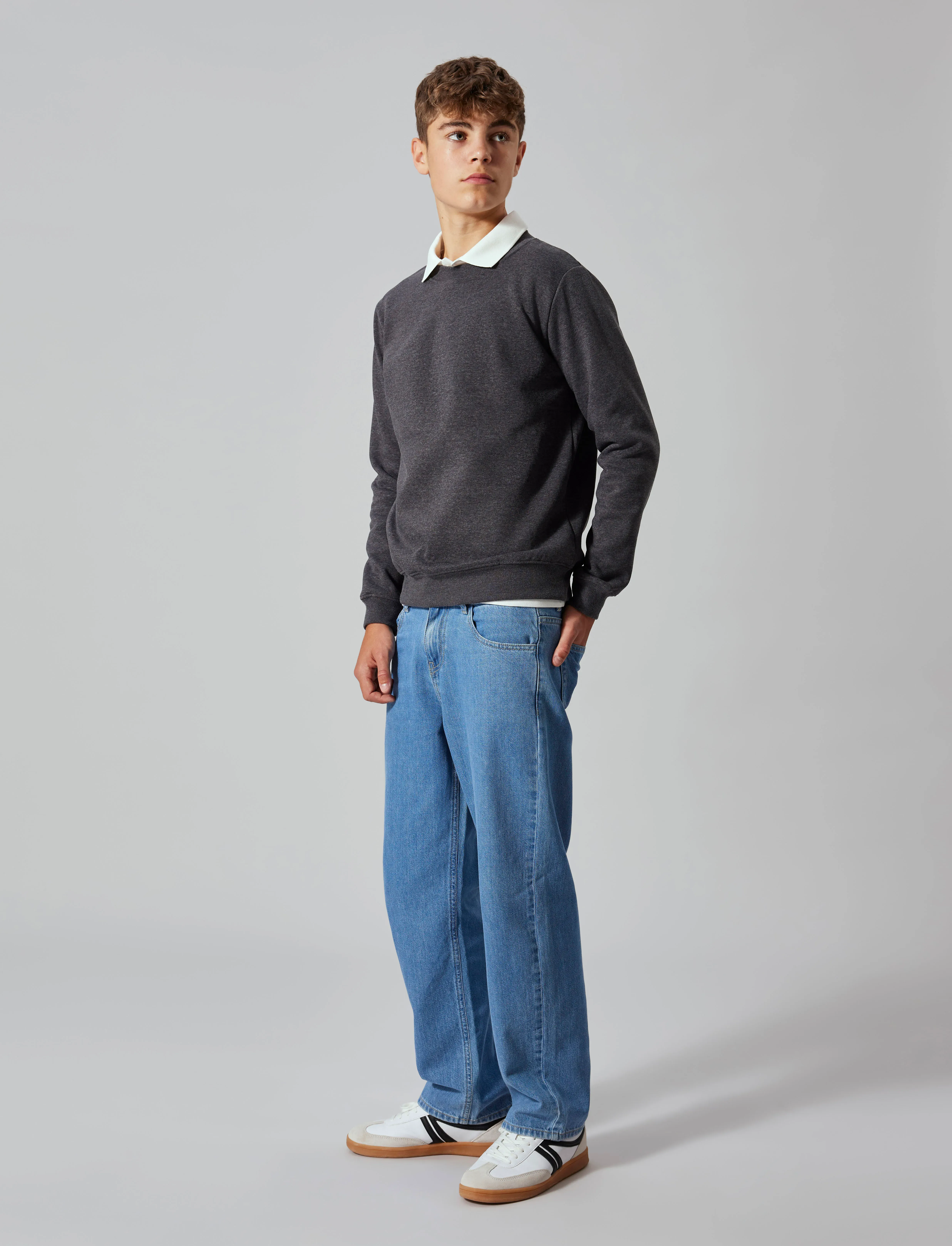 LMTD - NLNNIZU LS BRU O-NECK SWEAT NOOS - sweatshirts - dark grey melange - 4