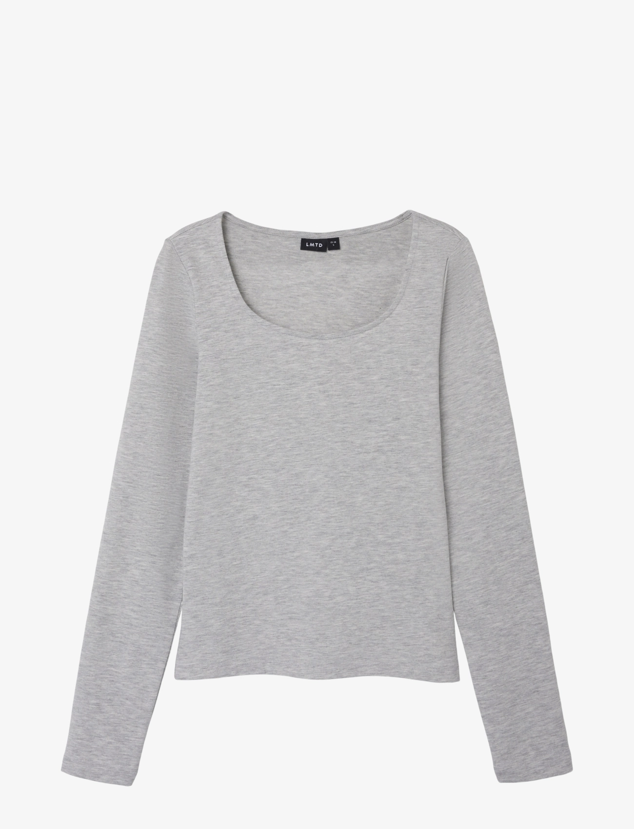 LMTD - NLFNOVE LS DEEP O-NECK SHORT TOP - light grey melange - 1
