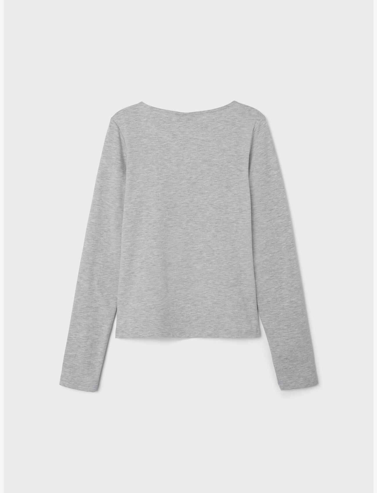 LMTD - NLFNOVE LS DEEP O-NECK SHORT TOP - light grey melange - 2
