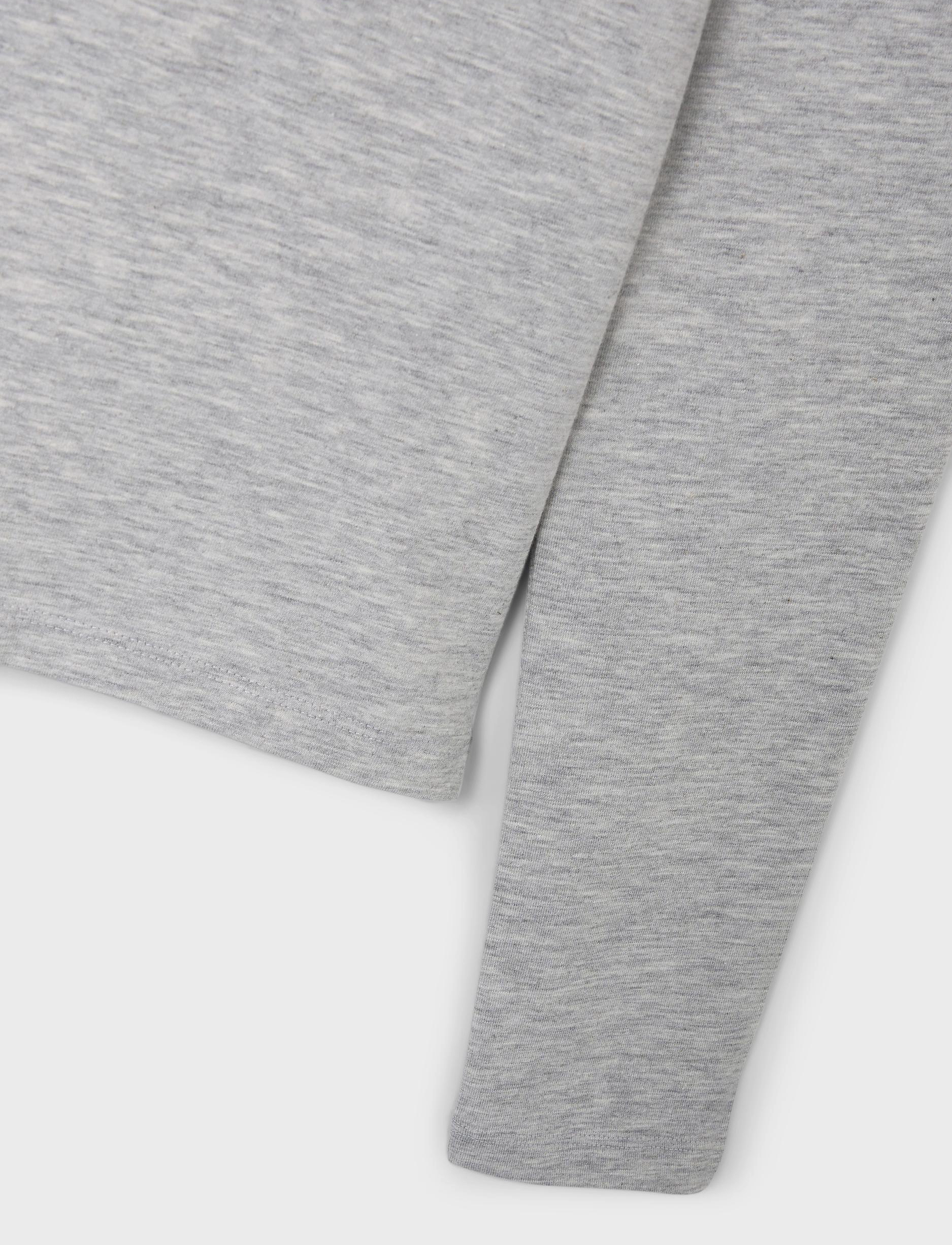 LMTD - NLFNOVE LS DEEP O-NECK SHORT TOP - light grey melange - 5