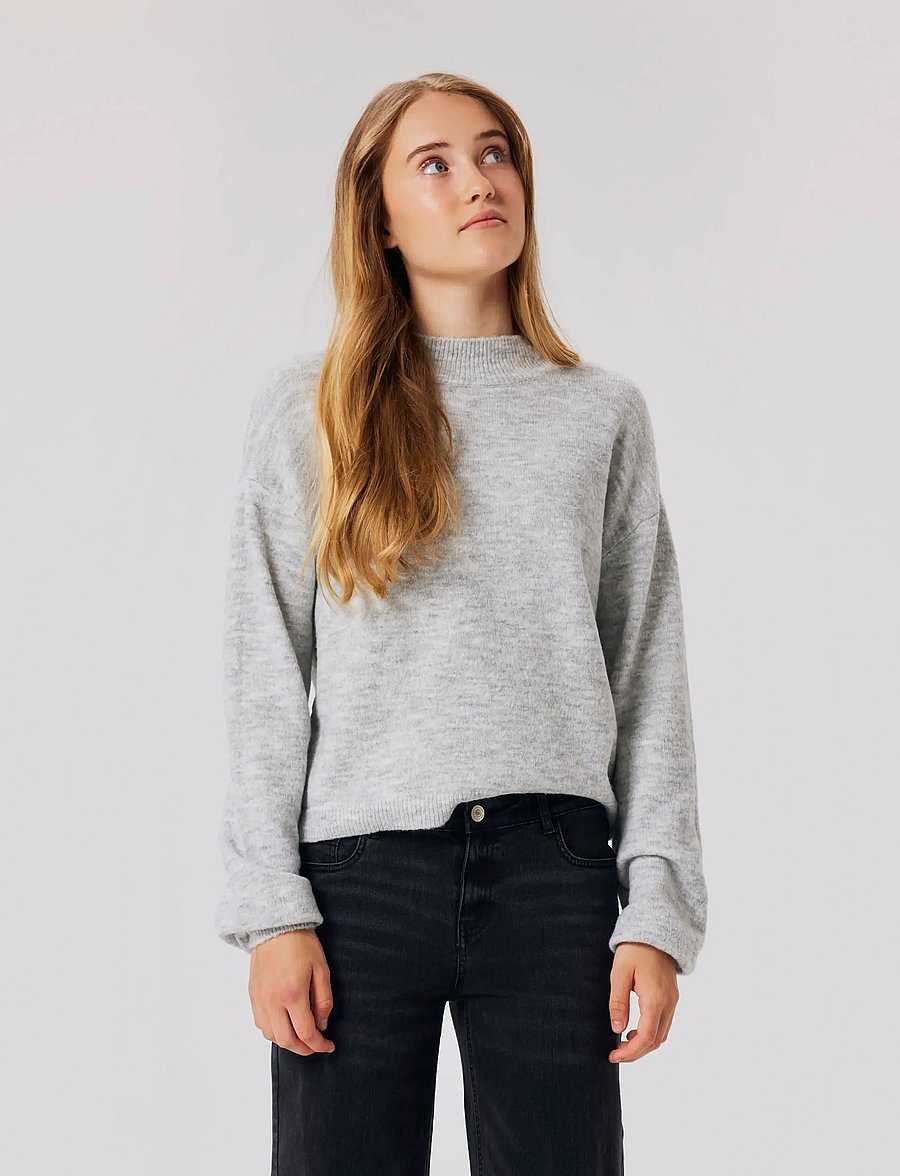 LMTD - NLFLODET LS SHORT KNIT NOOS - peysur - light grey melange - 0