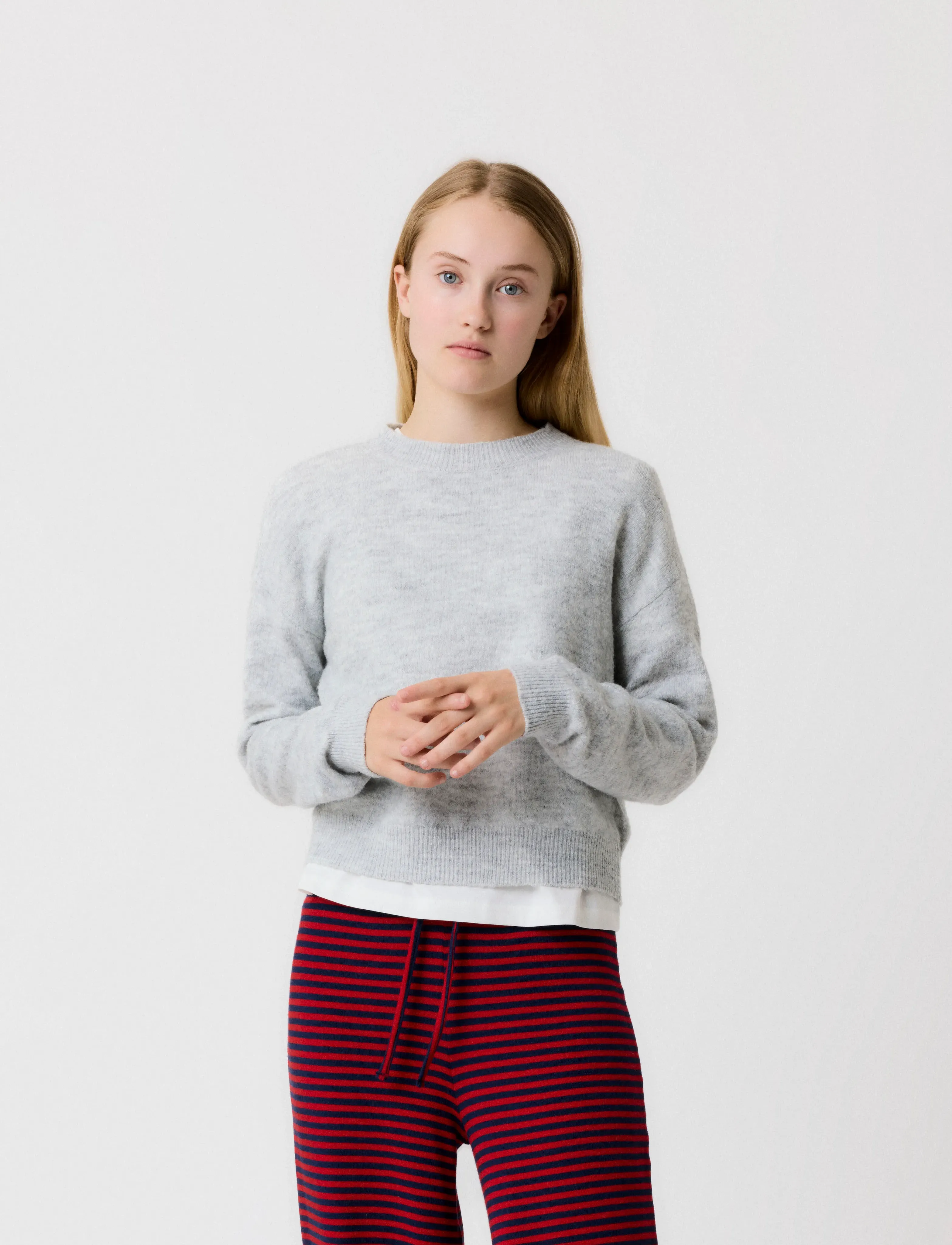 LMTD - NLFLODET LS SHORT KNIT NOOS - peysur - light grey melange - 3