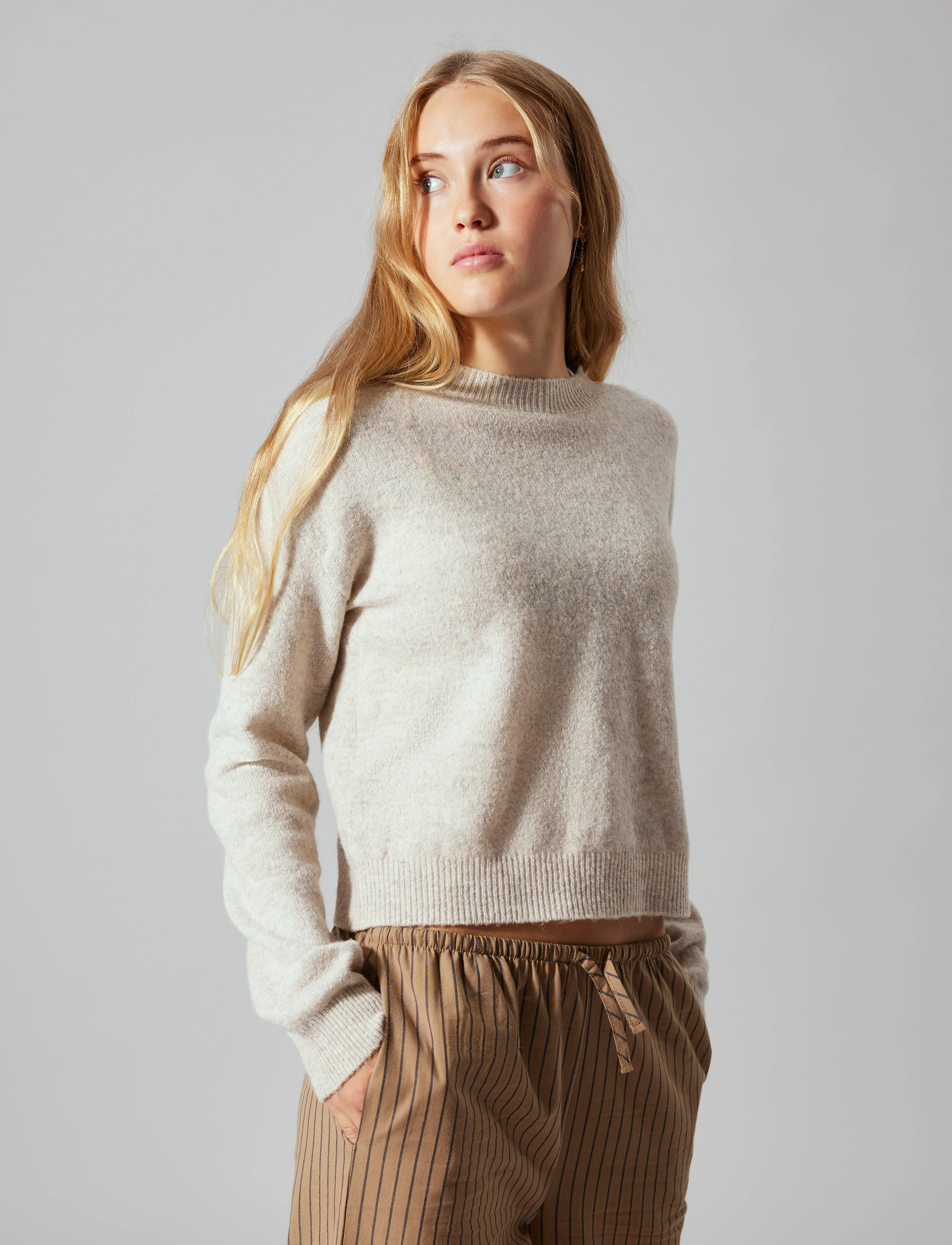 LMTD Nlflodet Ls Short Knit Noos, 122-128, Grey, Strik > Trøjer, Dame