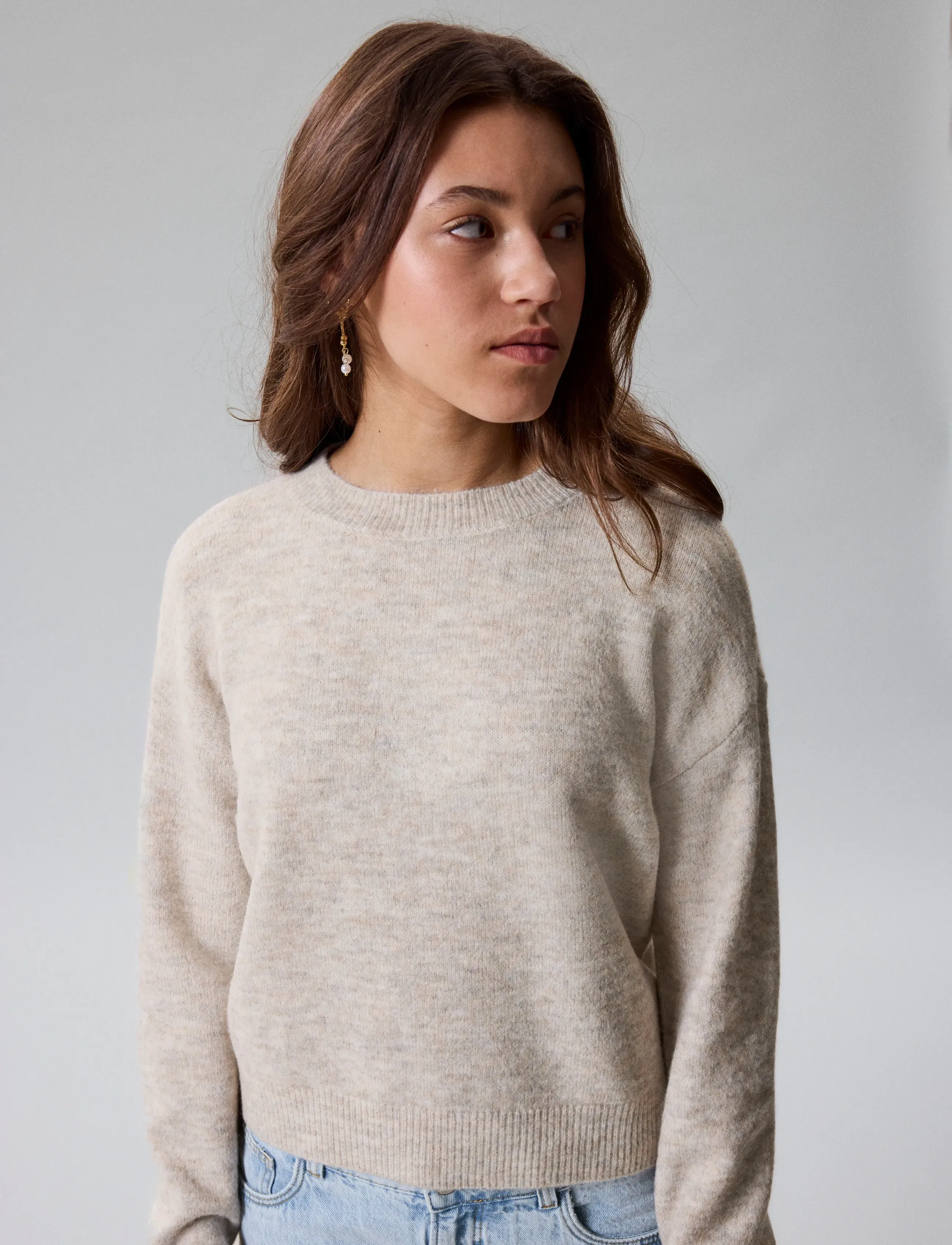 LMTD - NLFLODET LS SHORT KNIT NOOS - stickade tröjor - peyote melange - 4