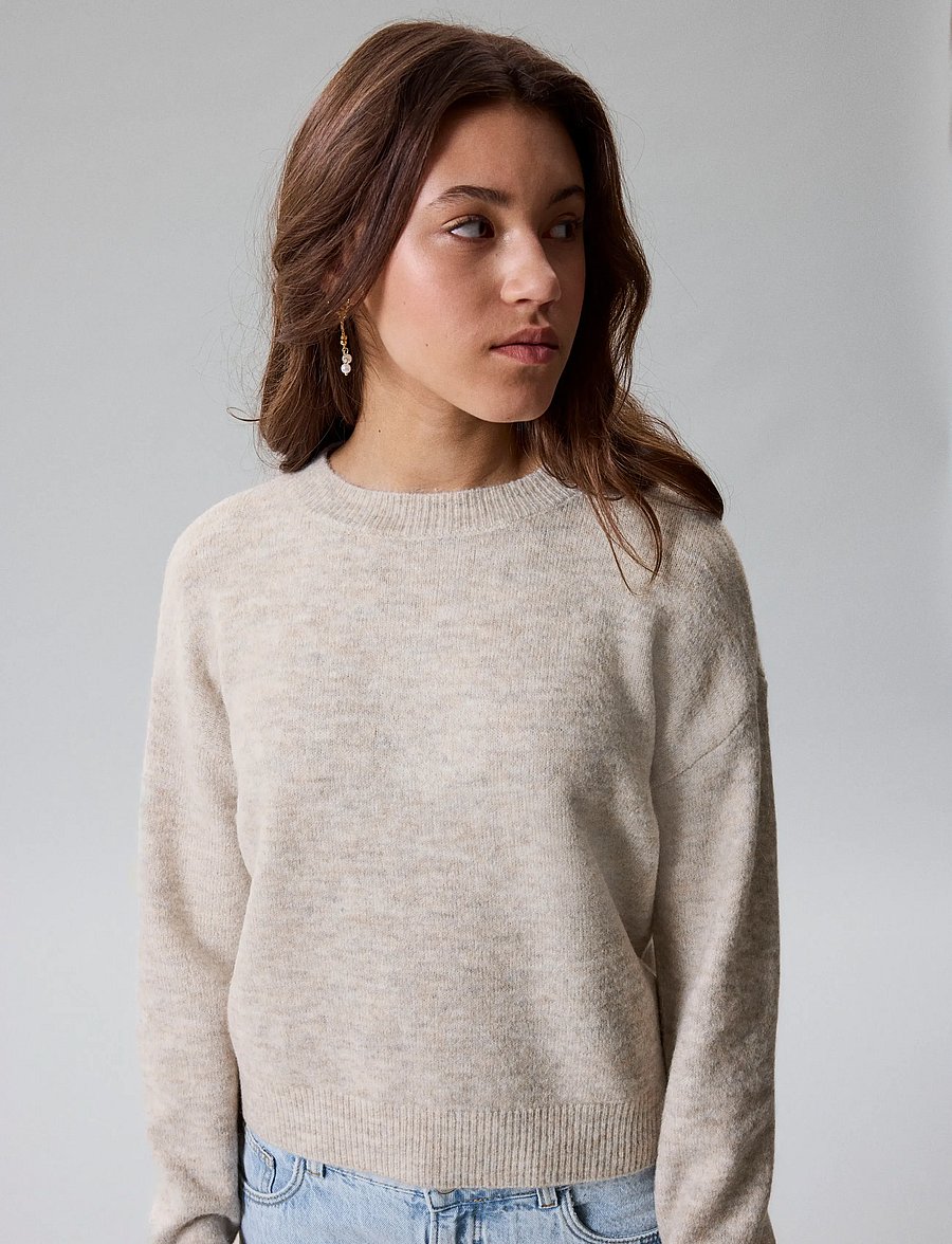 LMTD - NLFLODET LS SHORT KNIT NOOS - stickade tröjor - peyote melange - 4