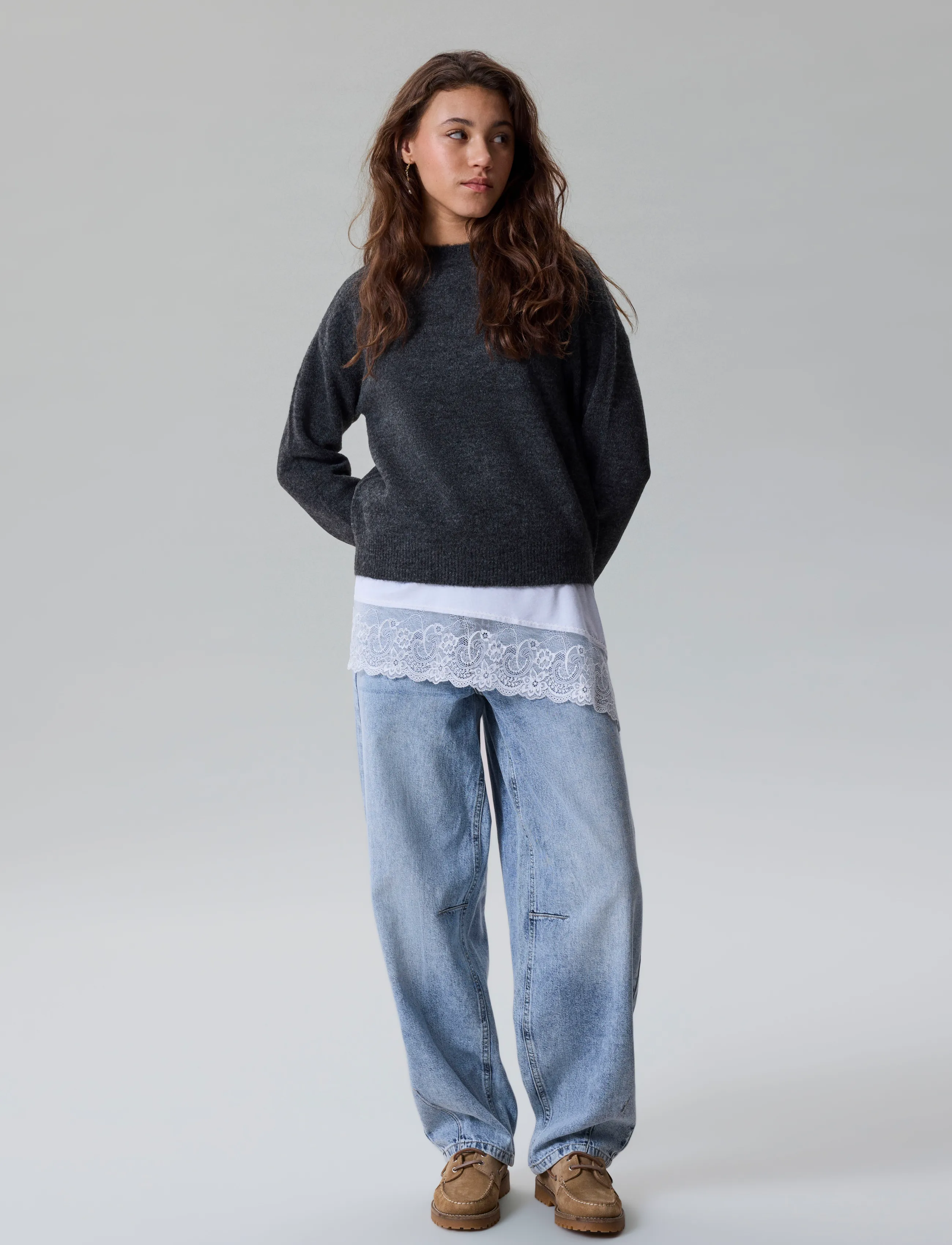 LMTD - NLFLODET LS SHORT KNIT NOOS - tröjor - raven - 1