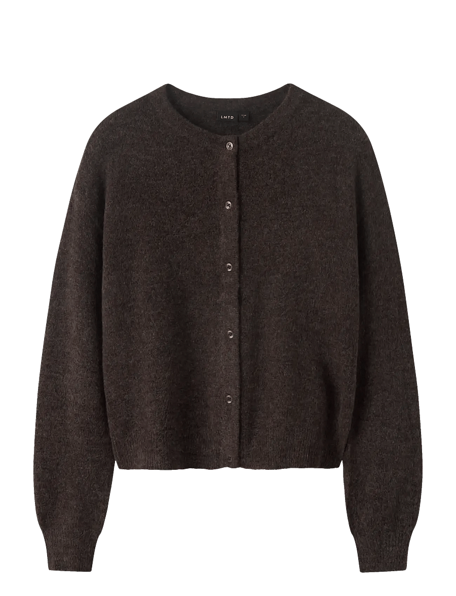 LMTD - NLFLODET LS SHORT KNIT CARDIGAN NOOS - cardigans - chocolate brown - 0