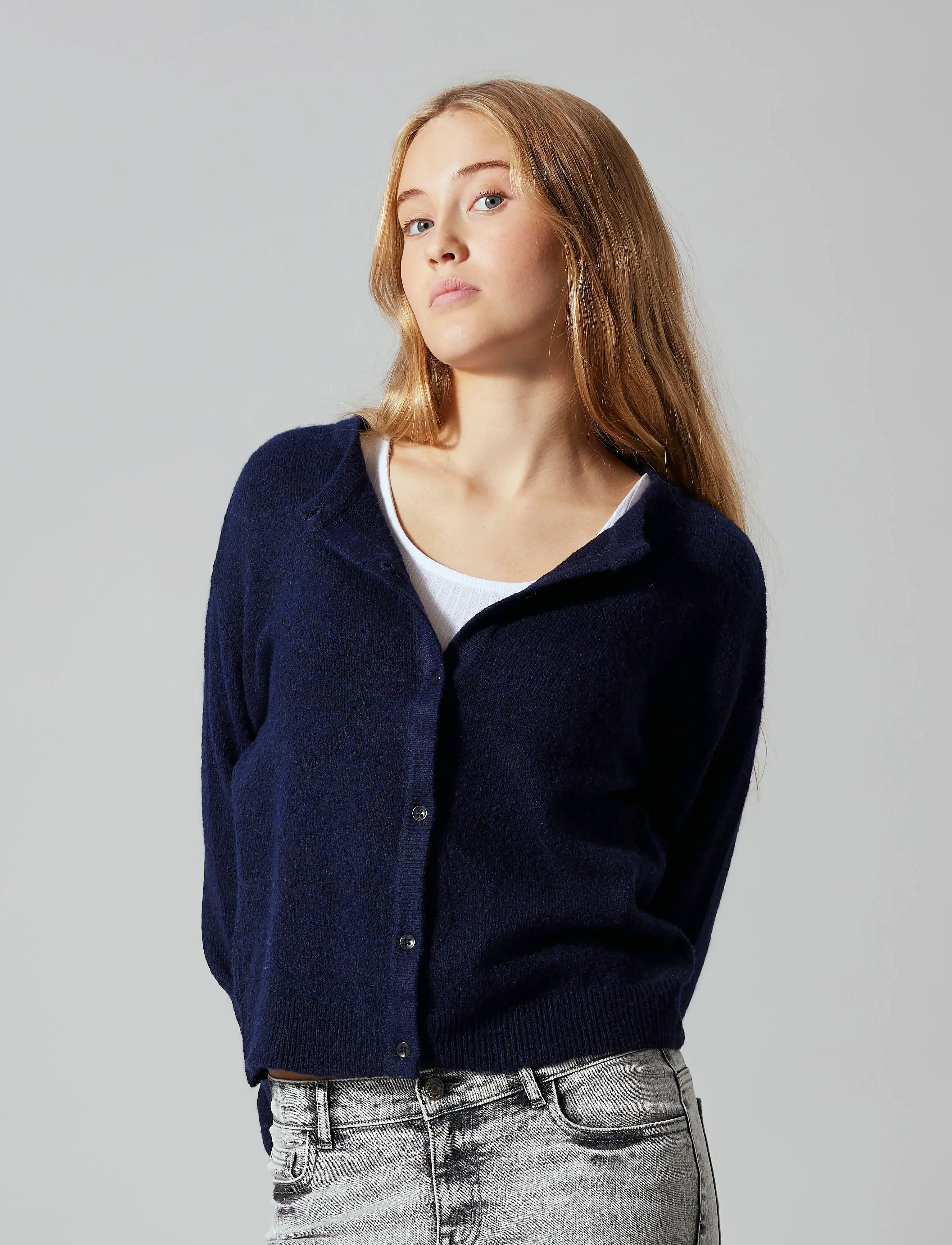 LMTD - NLFLODET LS SHORT KNIT CARDIGAN NOOS - cardigans - dark sapphire - 4